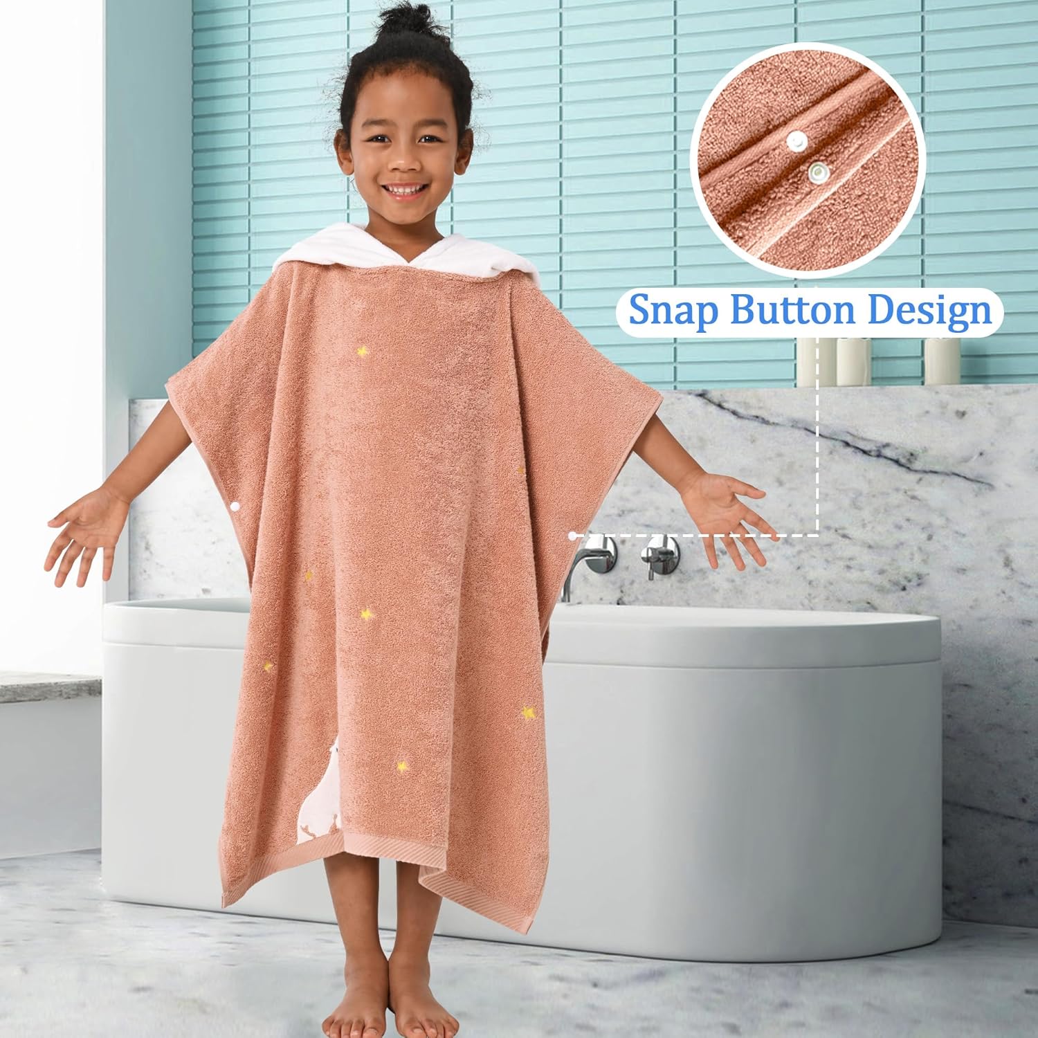 VOOVA MOVAS Toddler Bath Towel Set - 3-6 Years Cute Bear Design