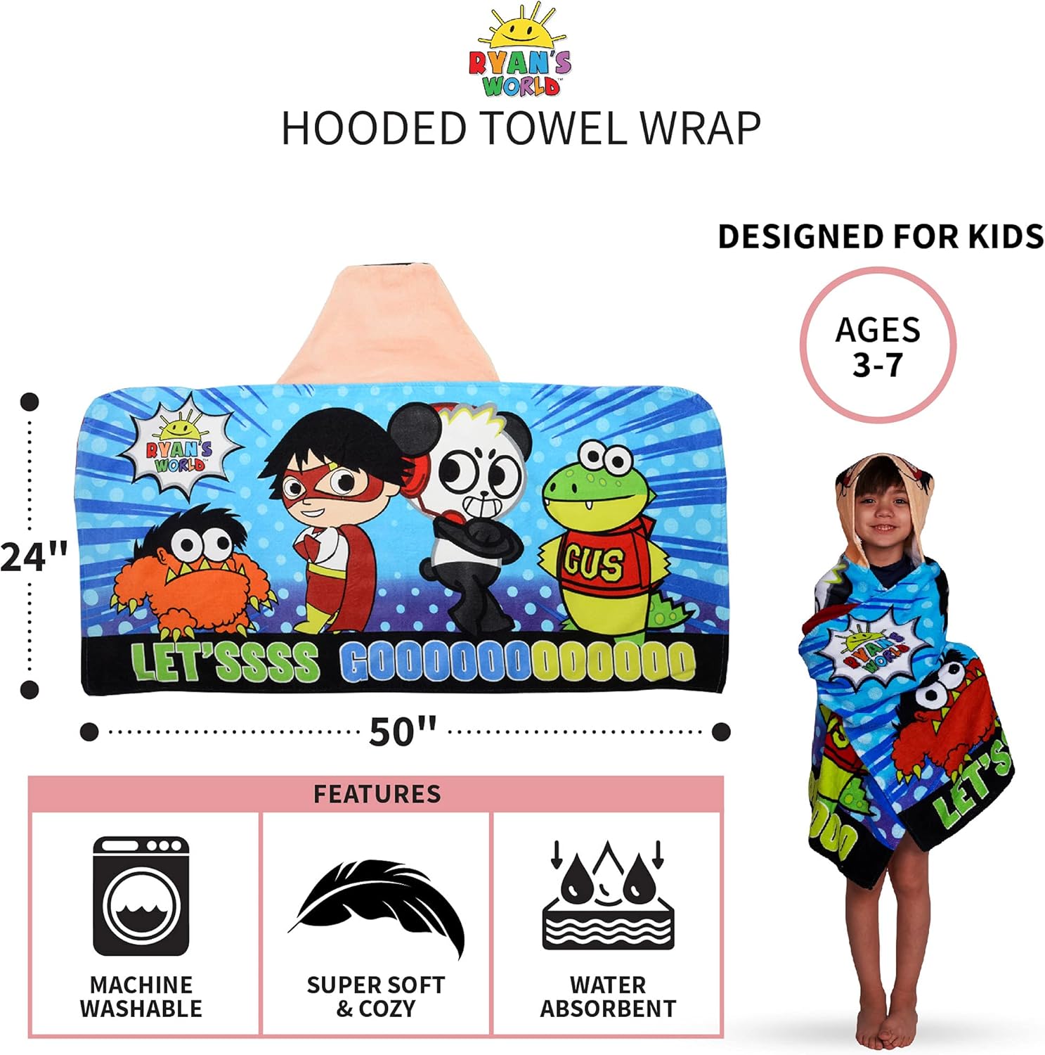 Franco Kids Bath and Beach Hooded Towel Wrap