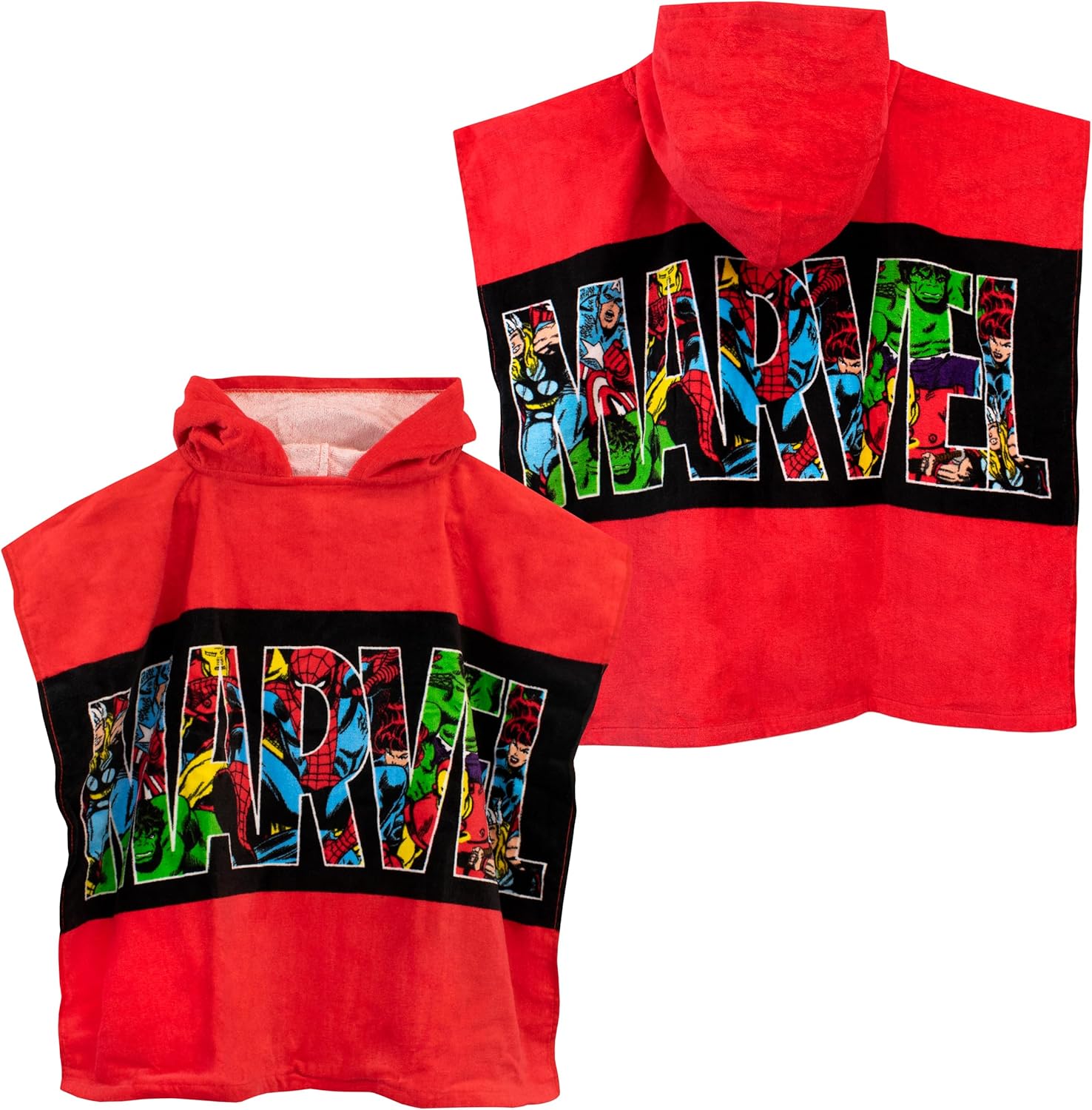 Marvel Avengers Hooded Towel Poncho for Kids One Size Red