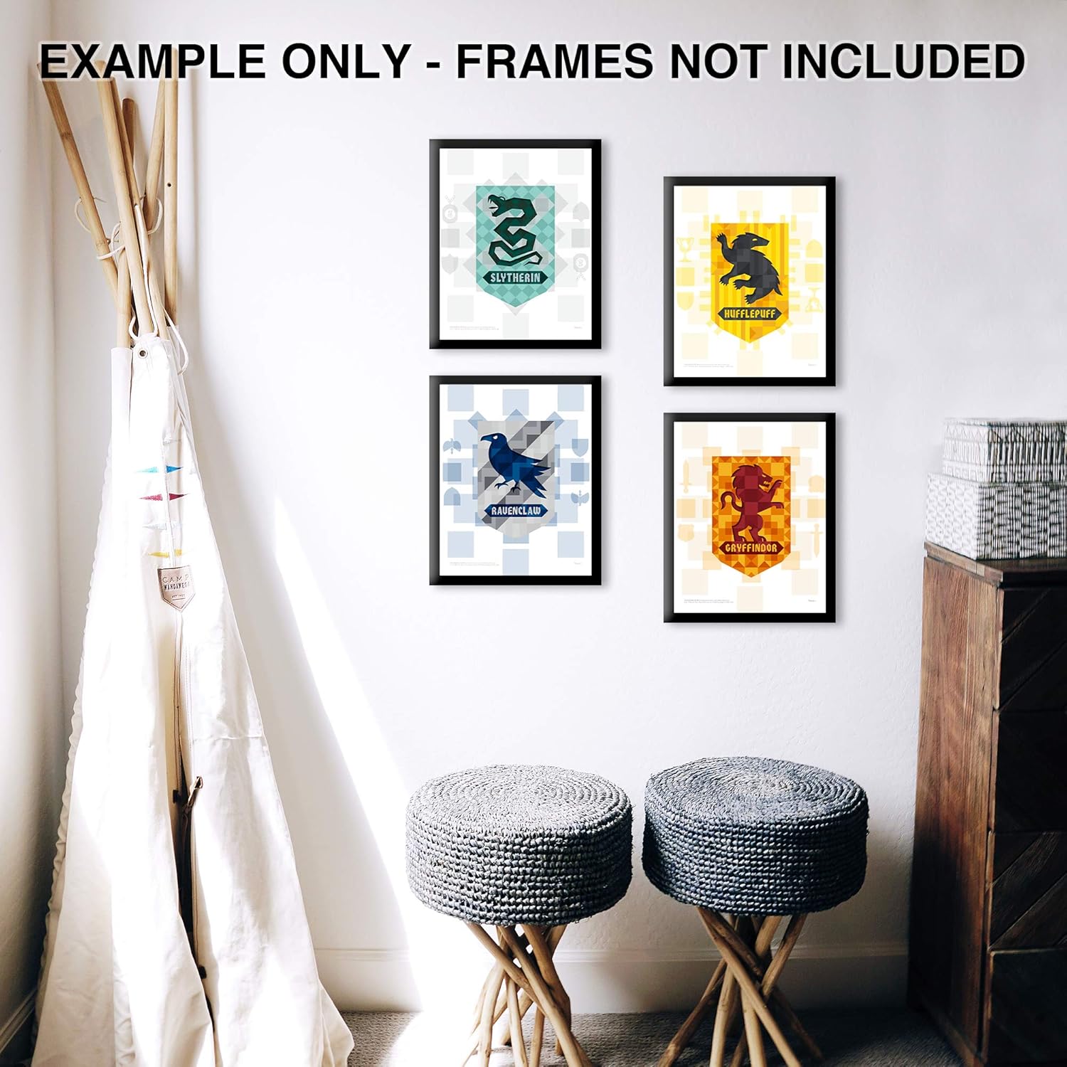 TRENDYPRINT Hogwarts House Flags Set of Four Wall Art