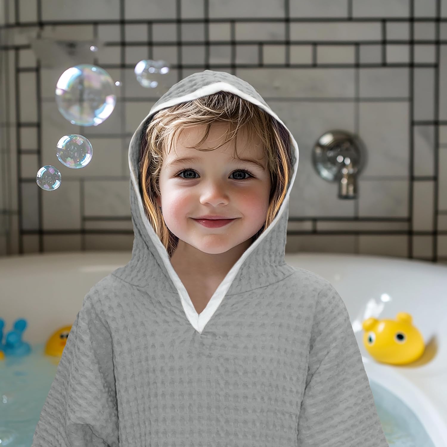 Original Kids Hooded Towel Poncho - 22x30 Grey