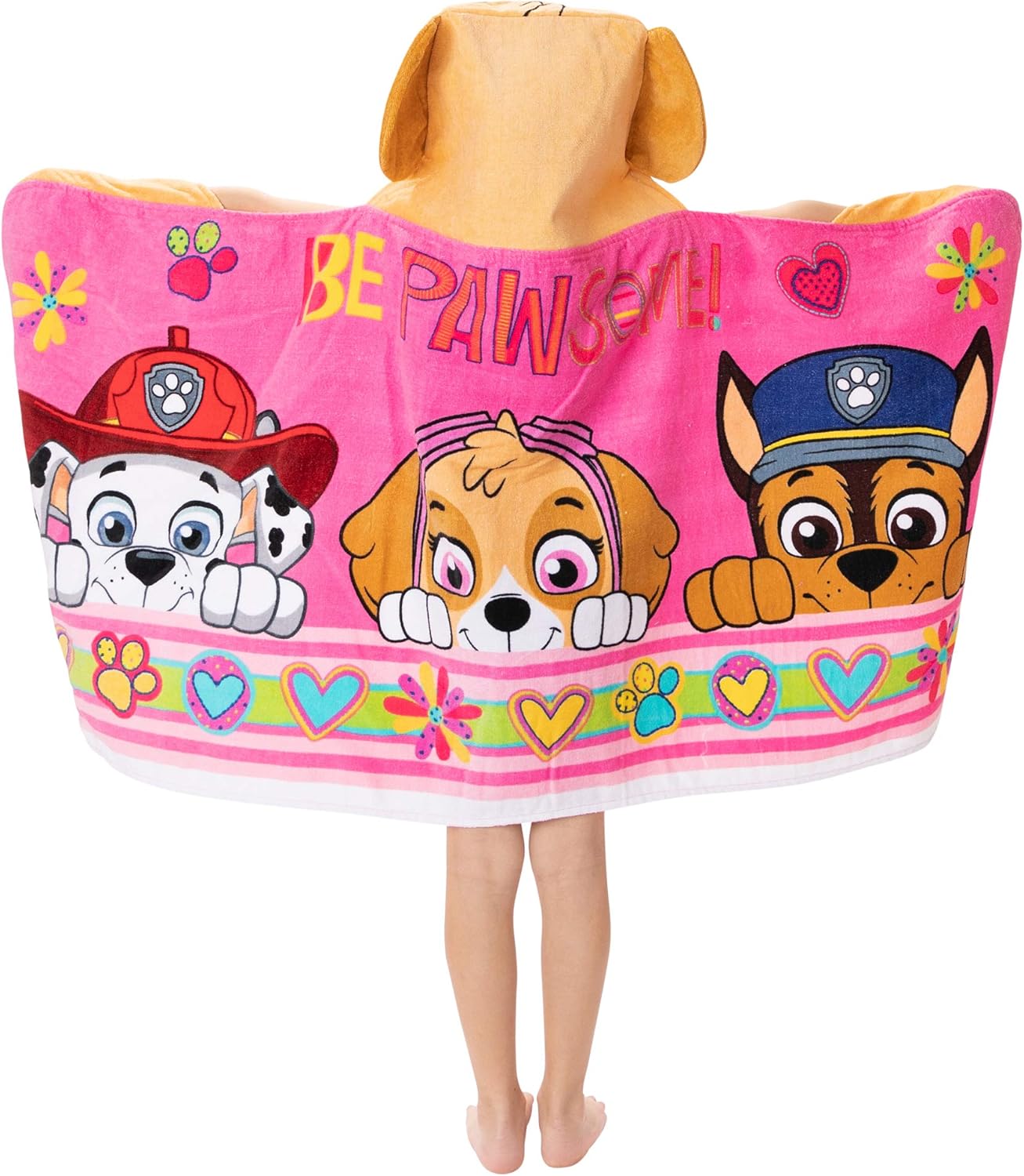 Franco Paw Patrol Pink Hooded Bath Towel Wrap for Kids