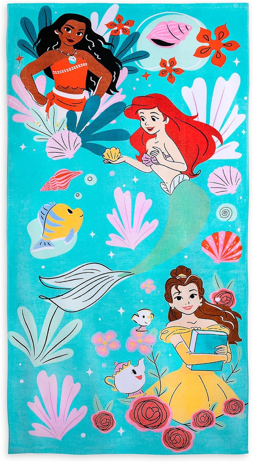 Disney Store Princess Beach Towel for Kids - Soft 100 Cotton