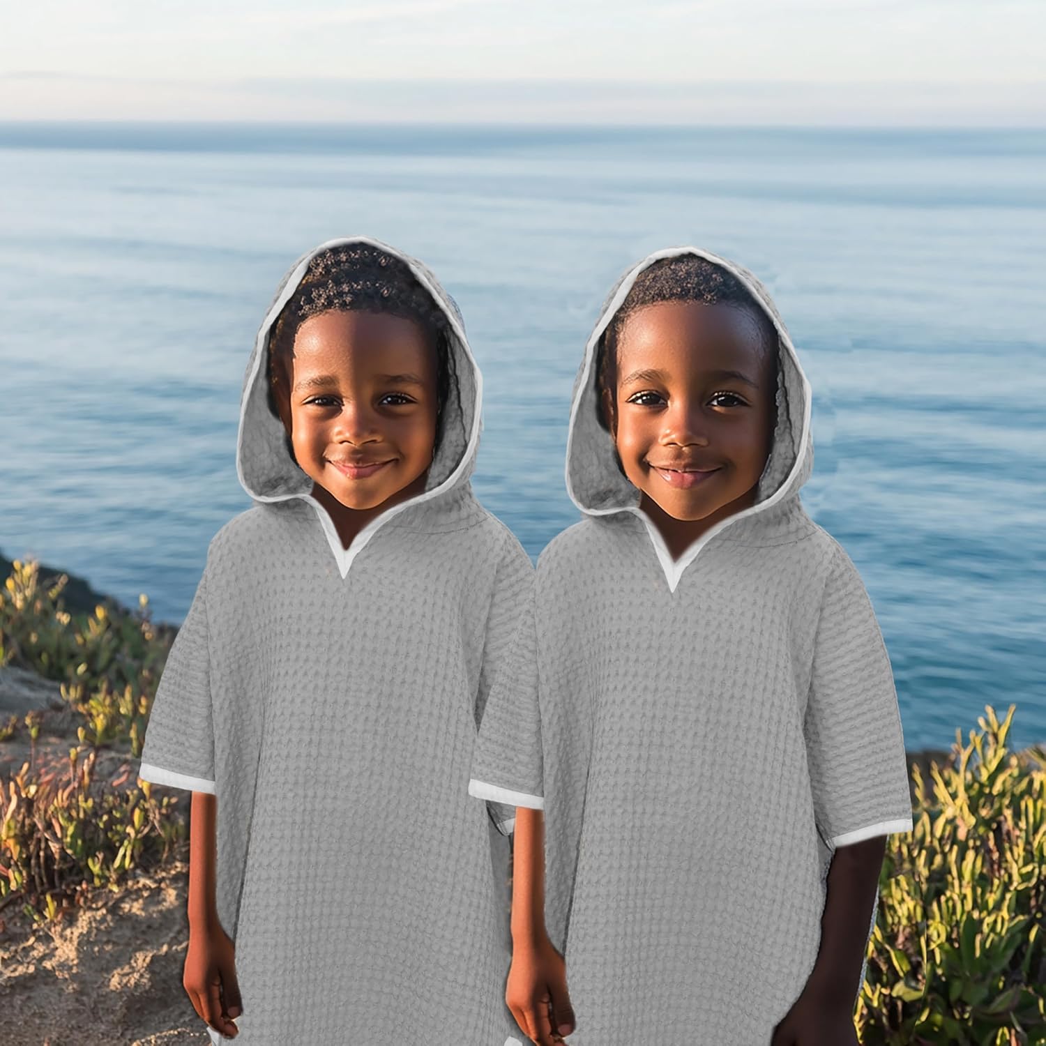 Original Kids Hooded Towel Poncho - Grey