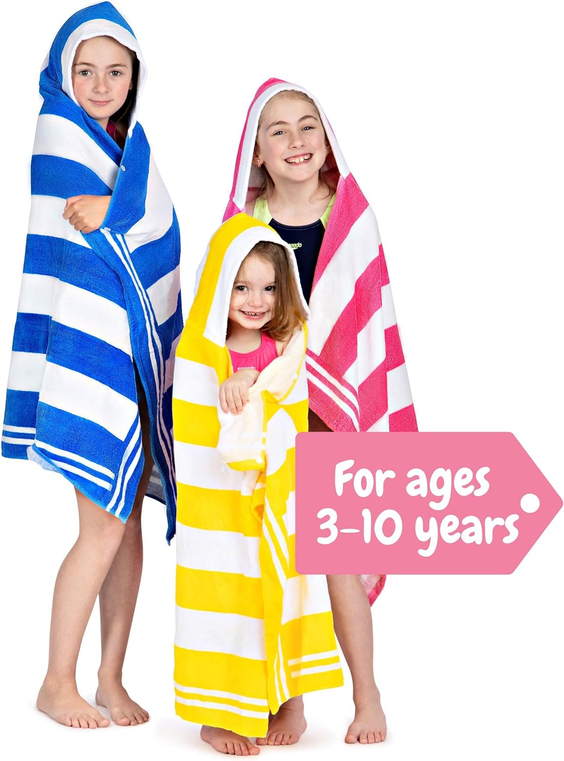 Premium Hooded Beach Towel for Kids 3-10 Starfish Pink