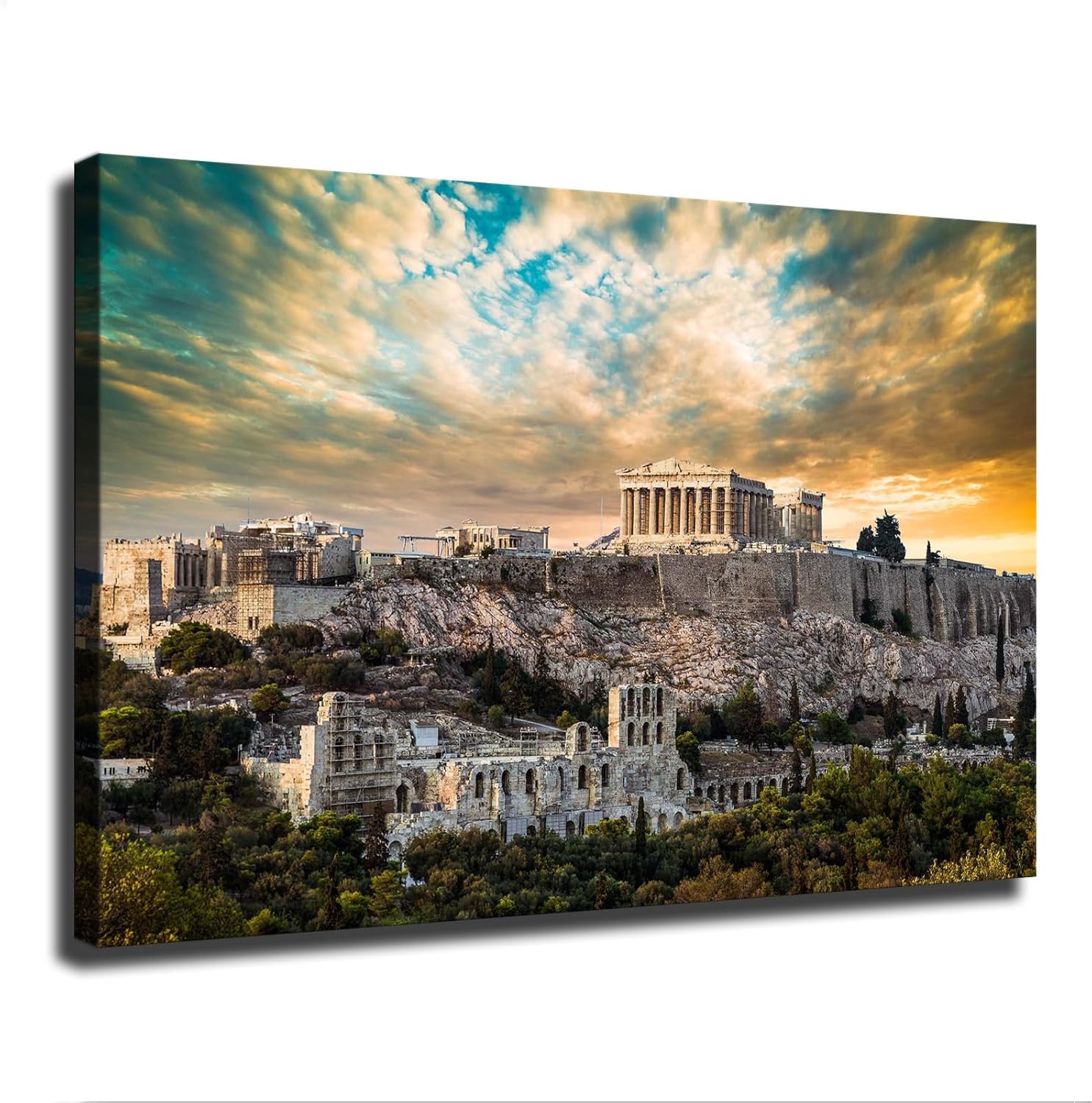 Greece Athens Ancient City Landscape Framed Poster Canvas Wall Art Print 16x24inch