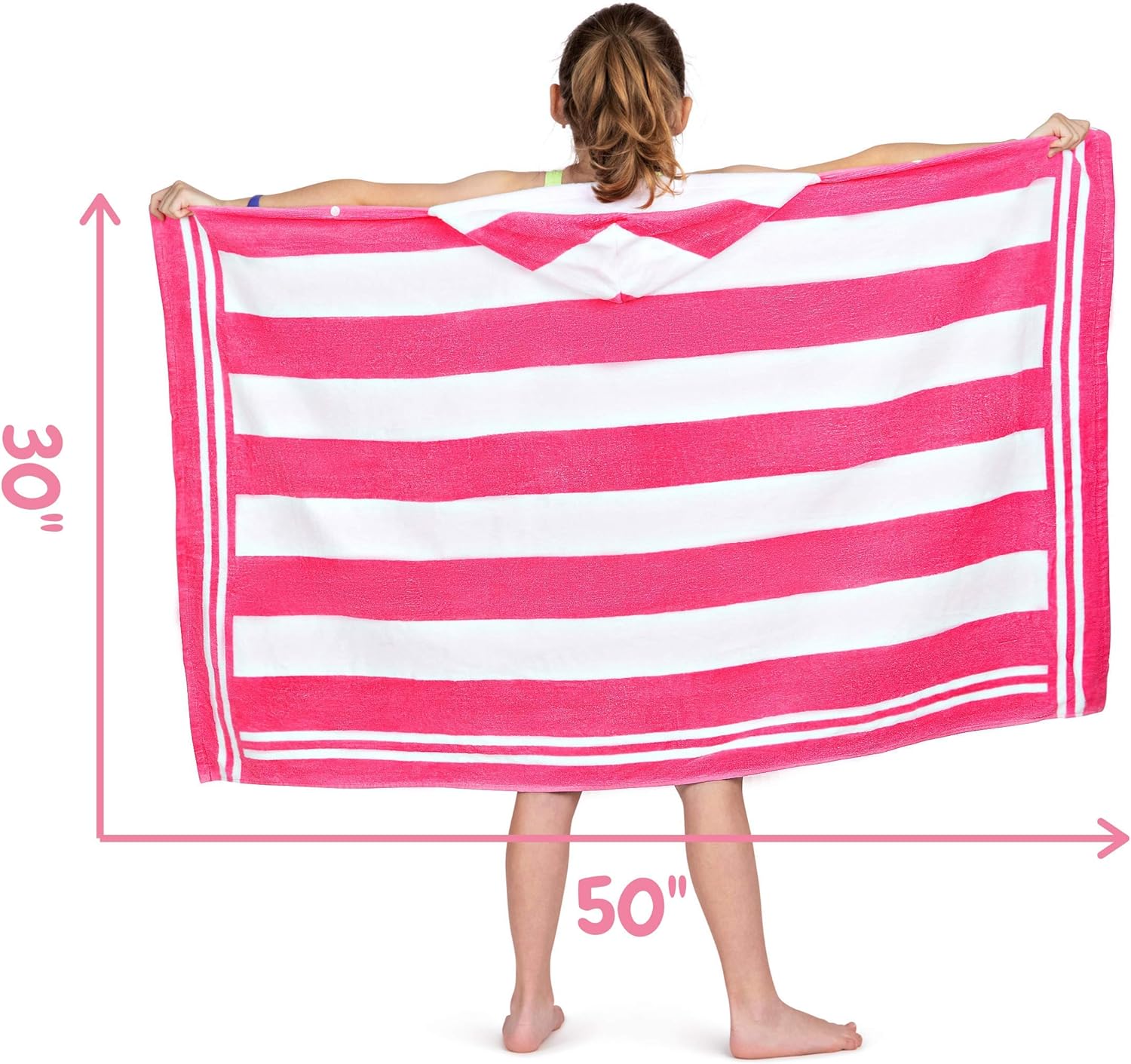 Premium Hooded Beach Towel for Kids 3-10 Starfish Pink