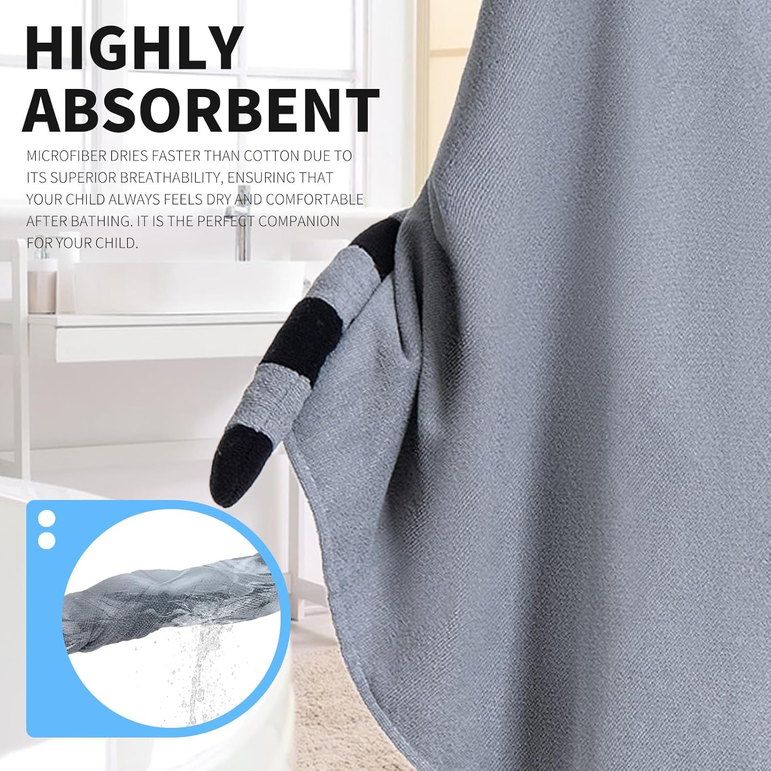 OLAOLA Raccoon Hooded Beach Towel for Kids 3-12 Years