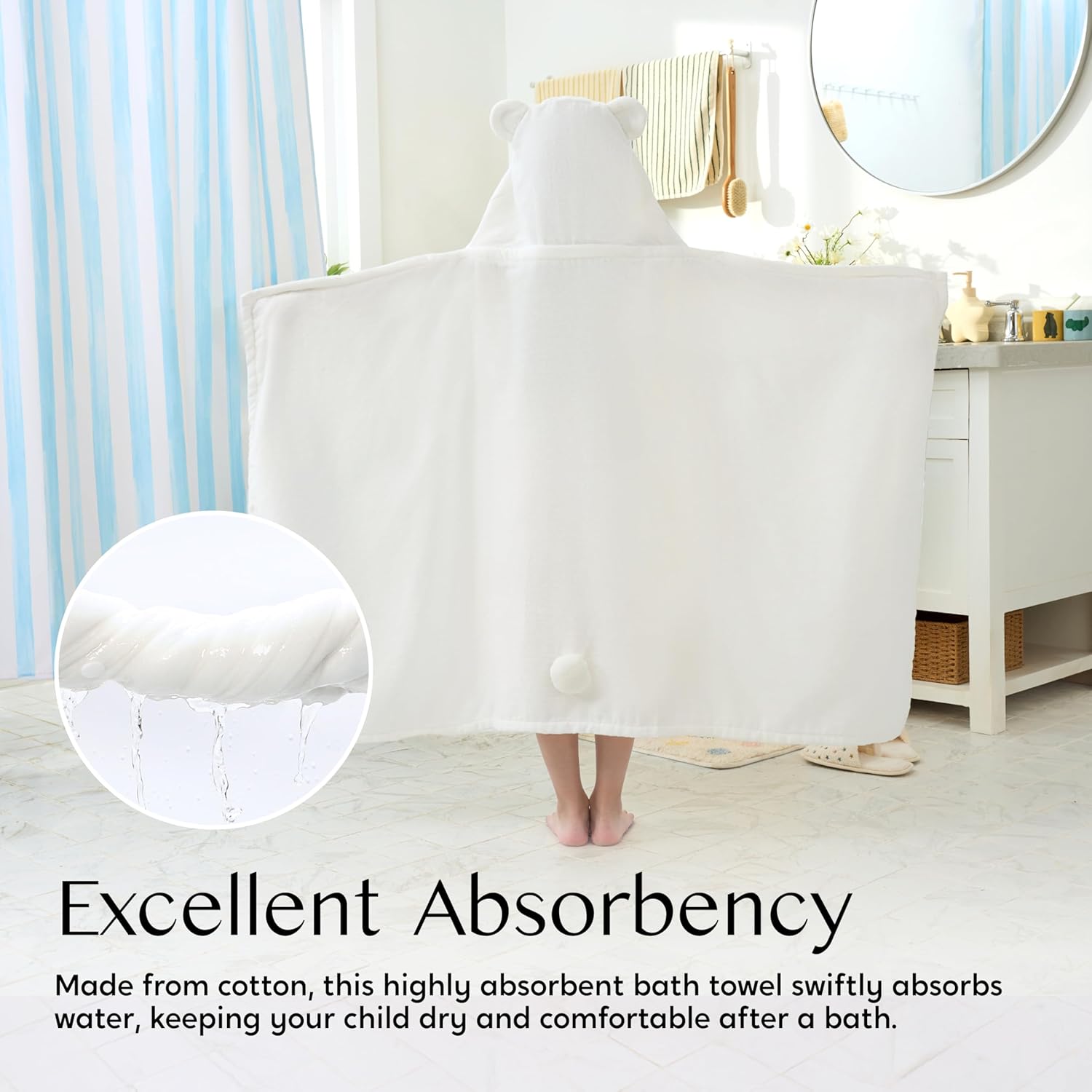 Joiedomi Hooded Towel for Kids 30 x 50 White Bear