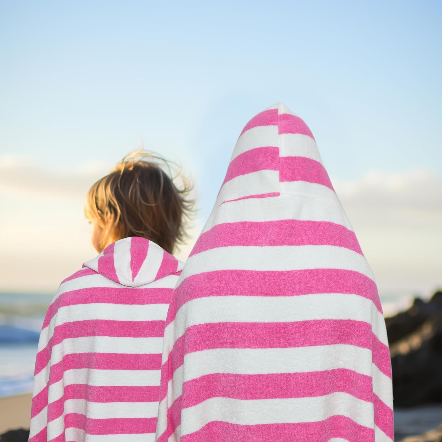 Original Kids Hooded Bath Towel Wrap - 30x60 Cabana Stripe Pink