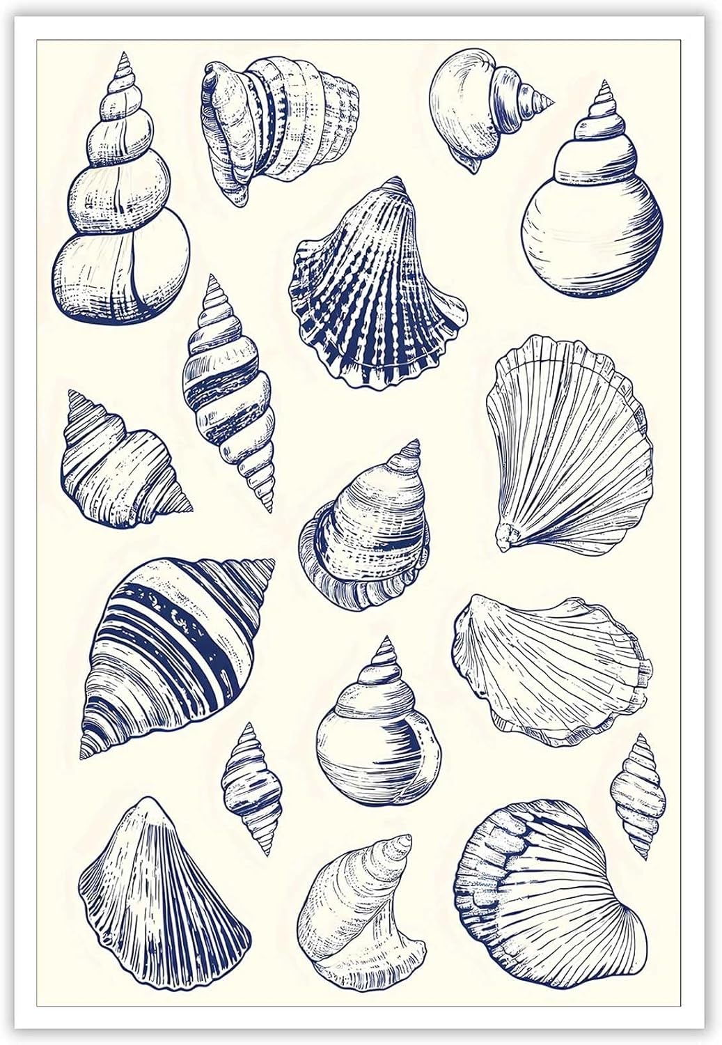 Retro Simple Shell Poster 12x16in Unframed