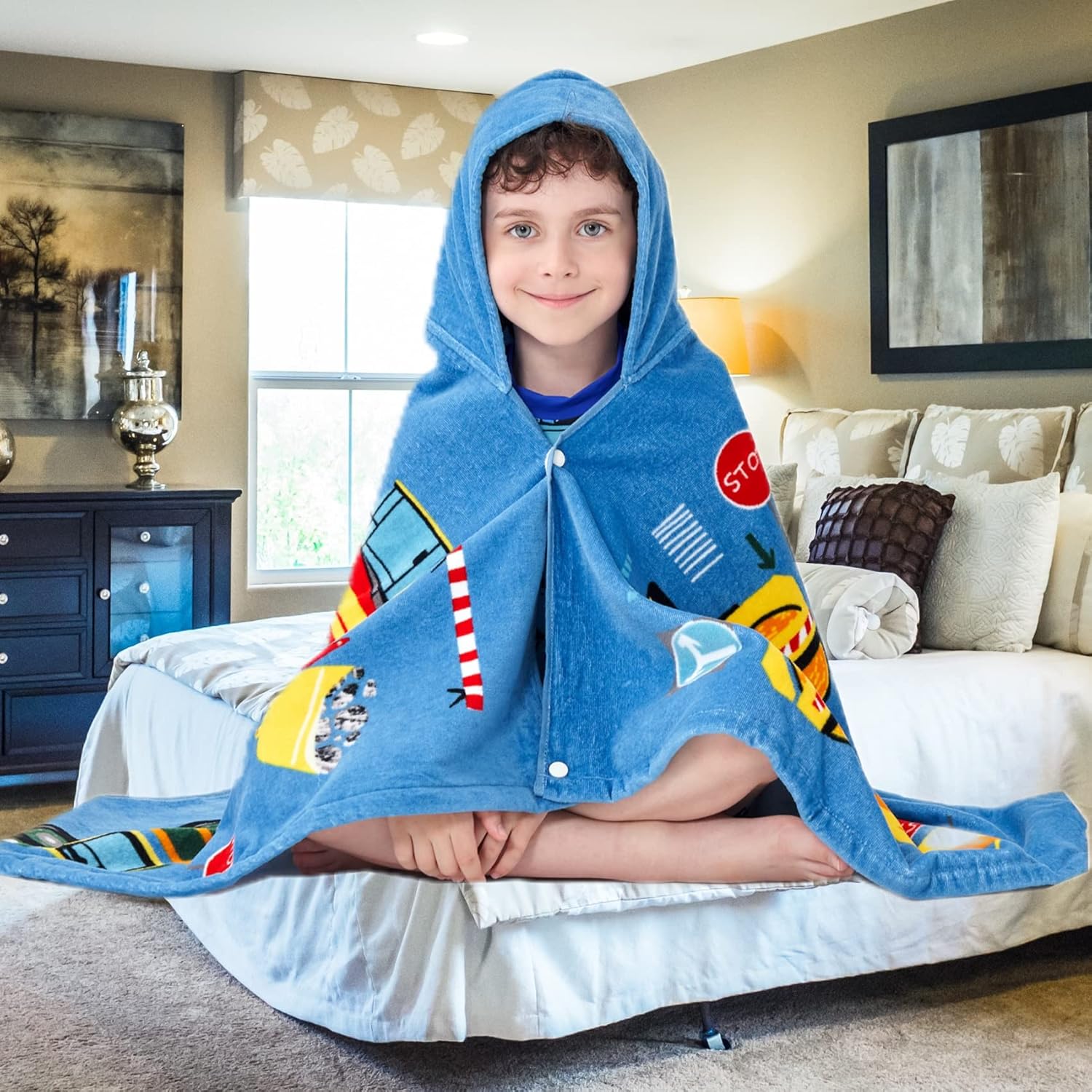 Kids Beach Towel Hooded Bath Wrap for Toddlers Children 30x50