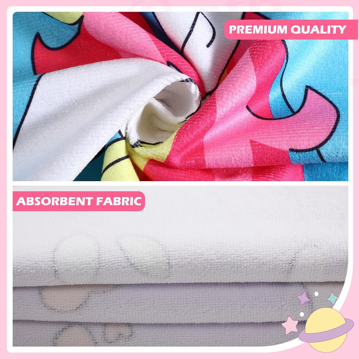 Oudain 6 Pcs Hooded Bath Towels for Kids 1