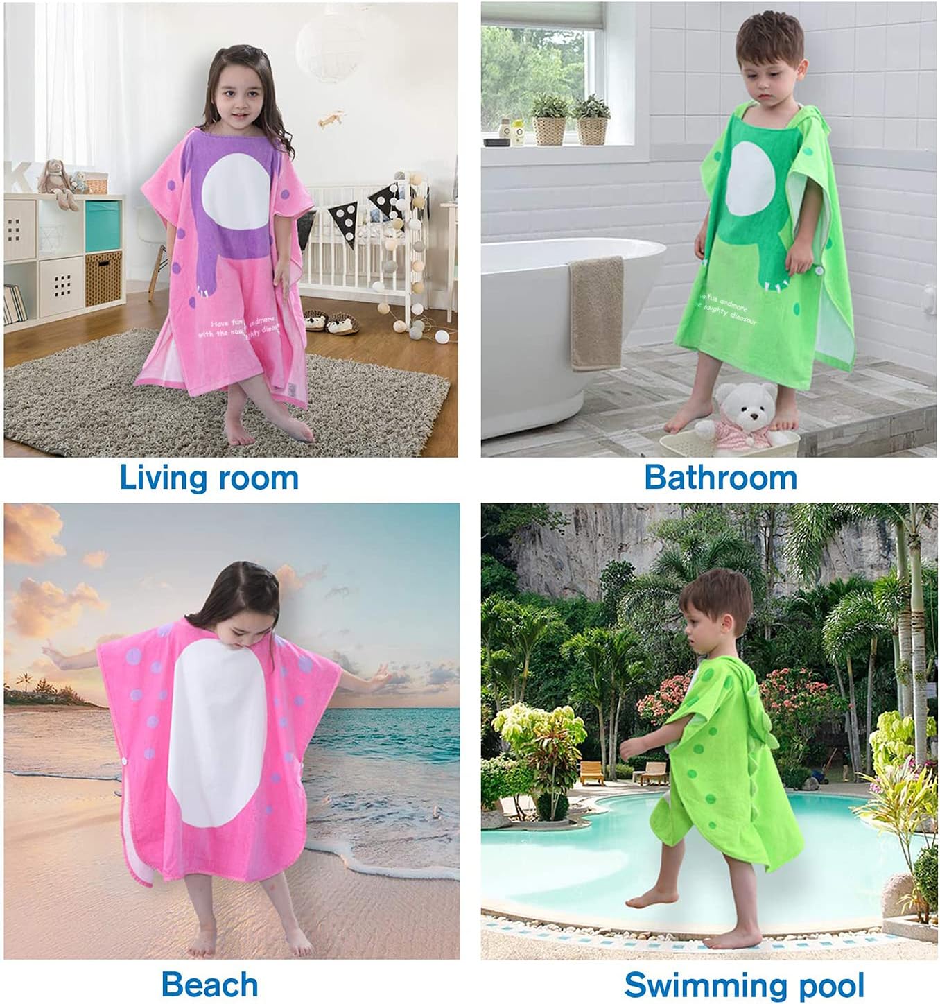 LOLANTA Kids Bath Towel with Hooded Dinosaur