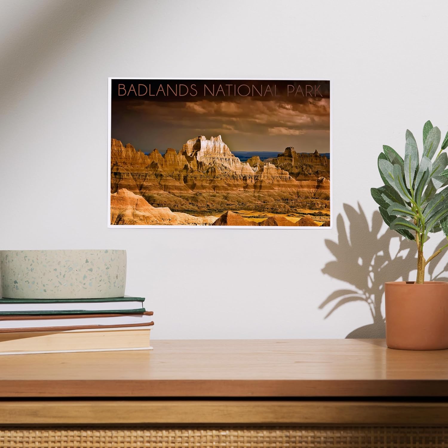 Lantern Press 8x12 Art Print Badlands National Park Stormy Sky