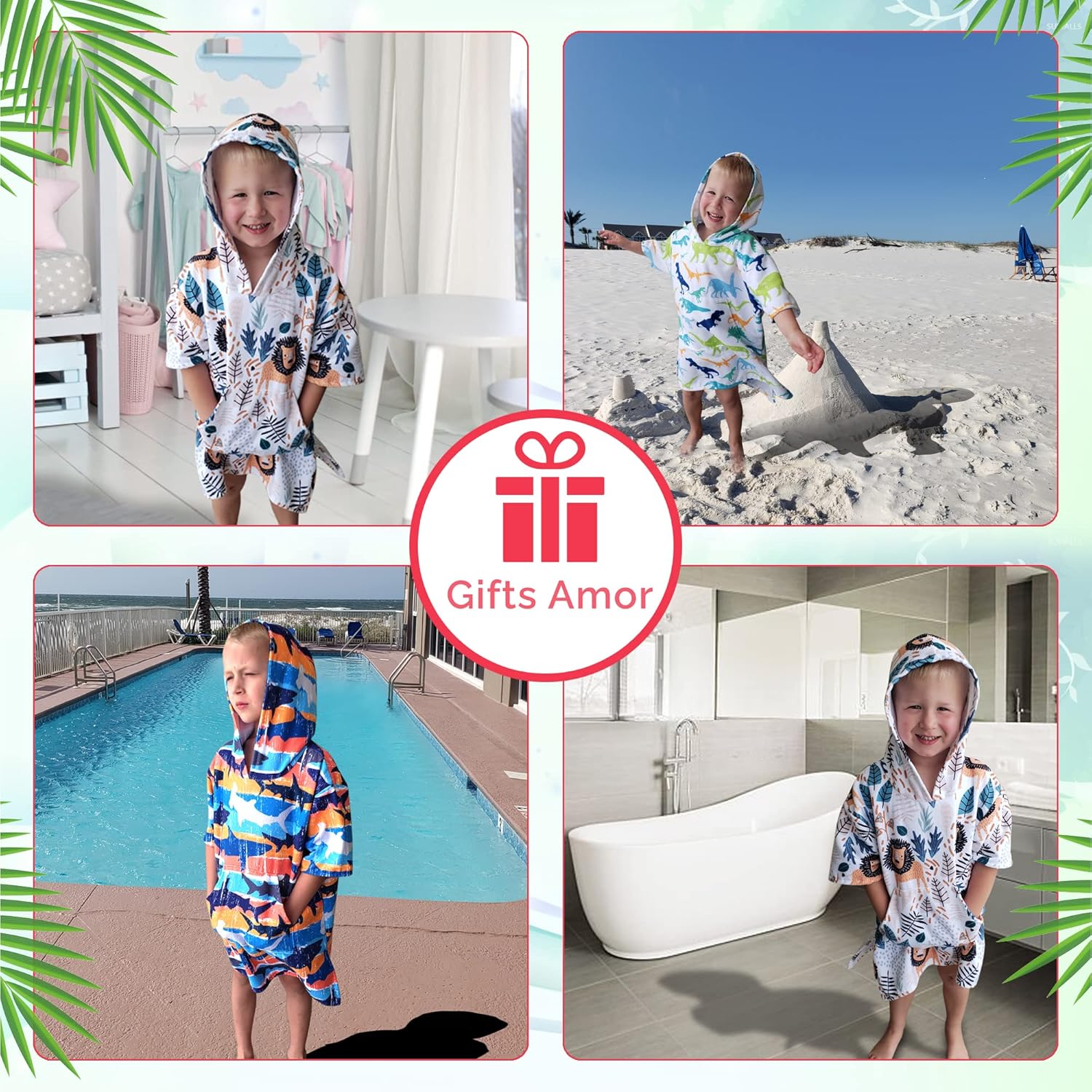 Dinosaurs Hooded Towel for Kids Small