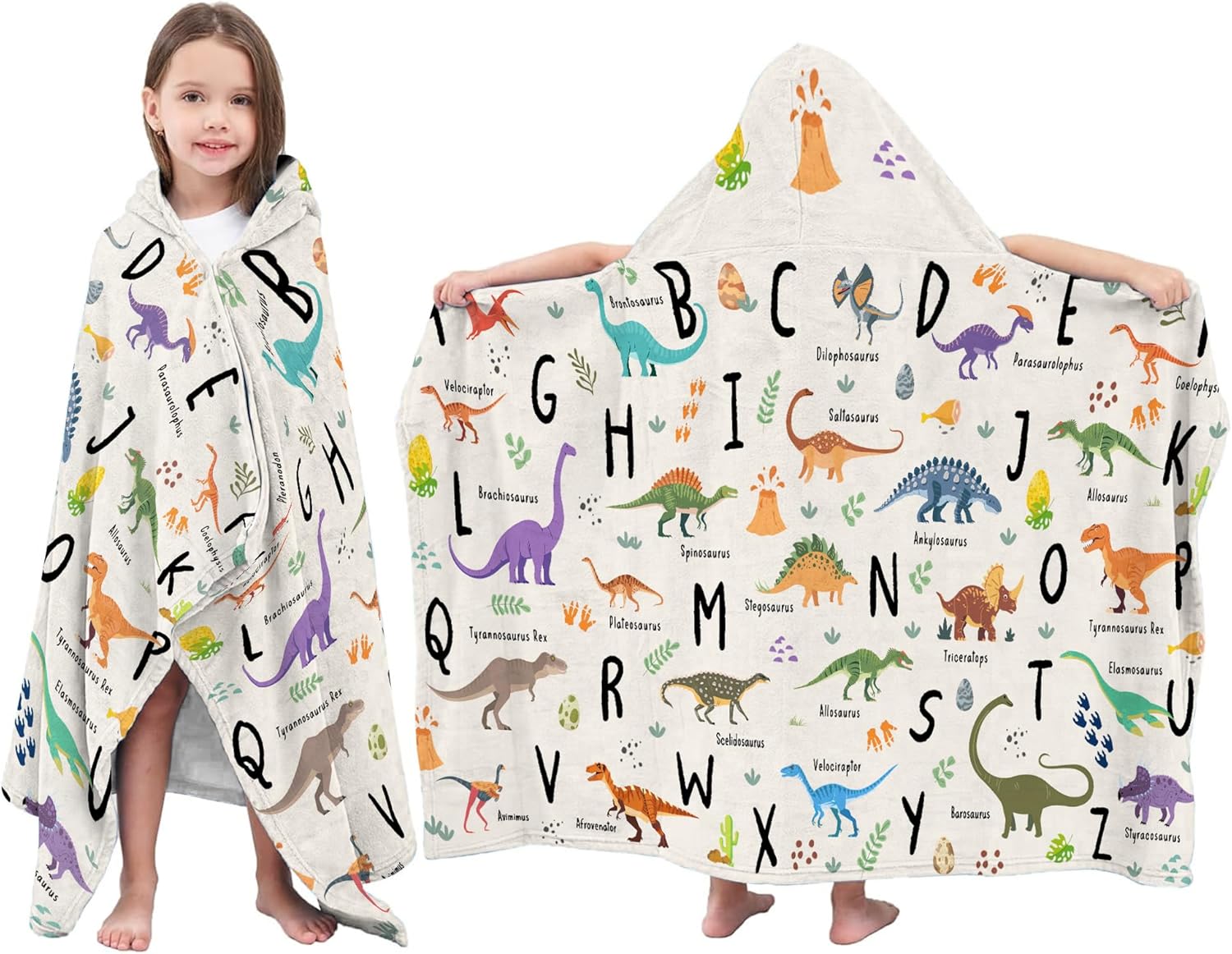 Dinosaur Hooded Beach Towel for Kids 30x50