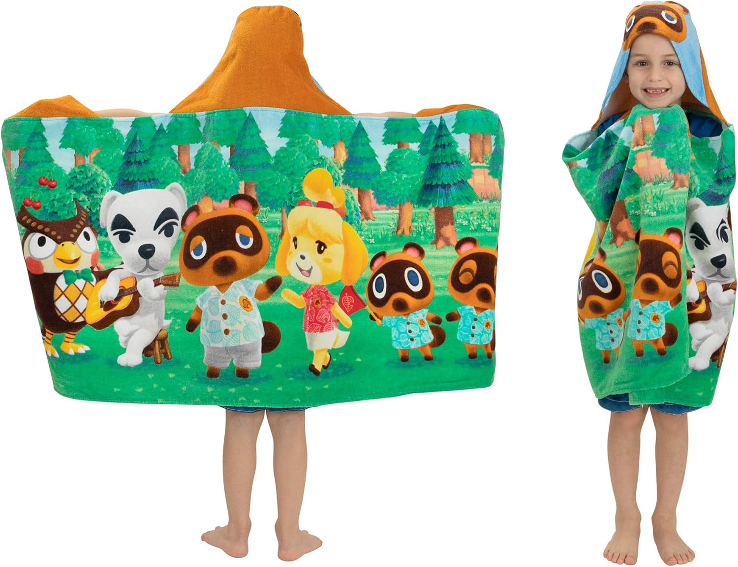 Franco Kids Bath Towel Wrap with Animal Crossing Design