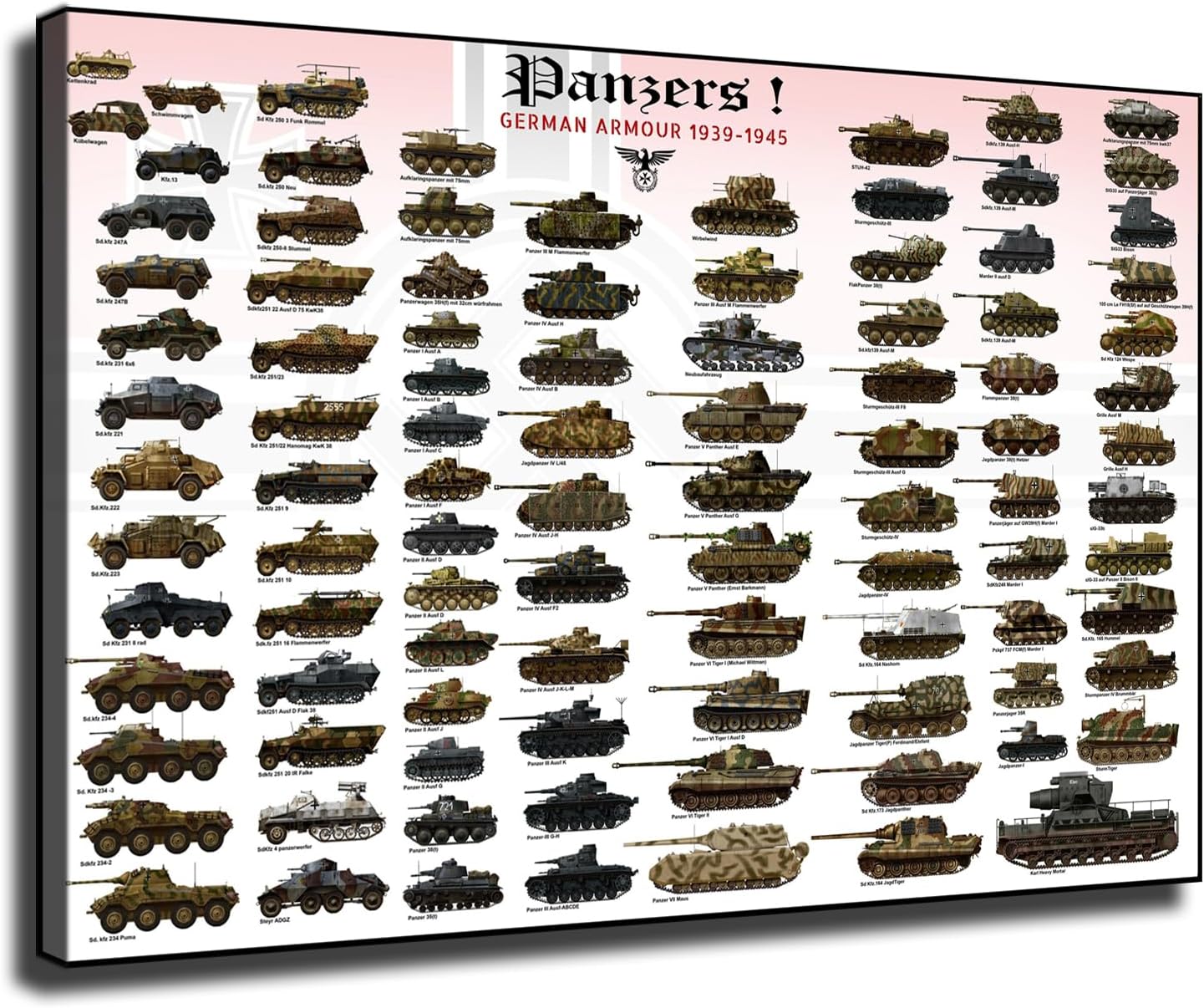 German Tanks Panzers HD Canvas Poster Art 12x18inch