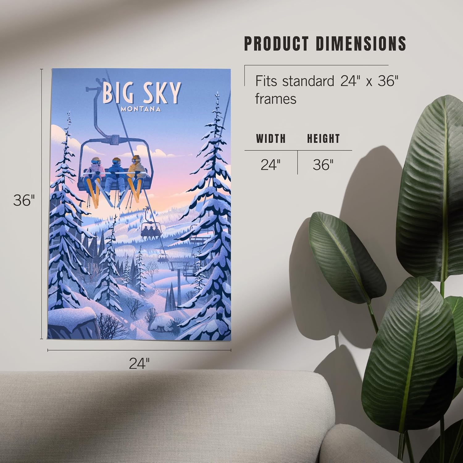 Lantern Press 24x36 Inch Giclee Print Big Sky Montana