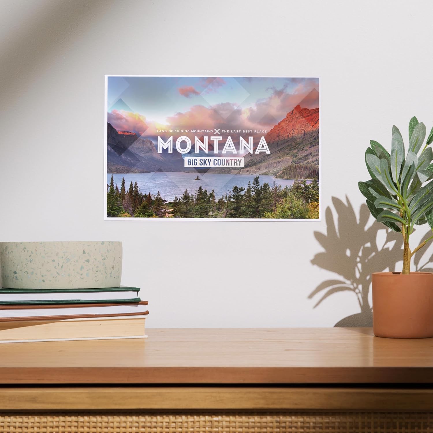 Lantern Press 8x12 Art Print Big Sky Country Montana Rubber Stamp