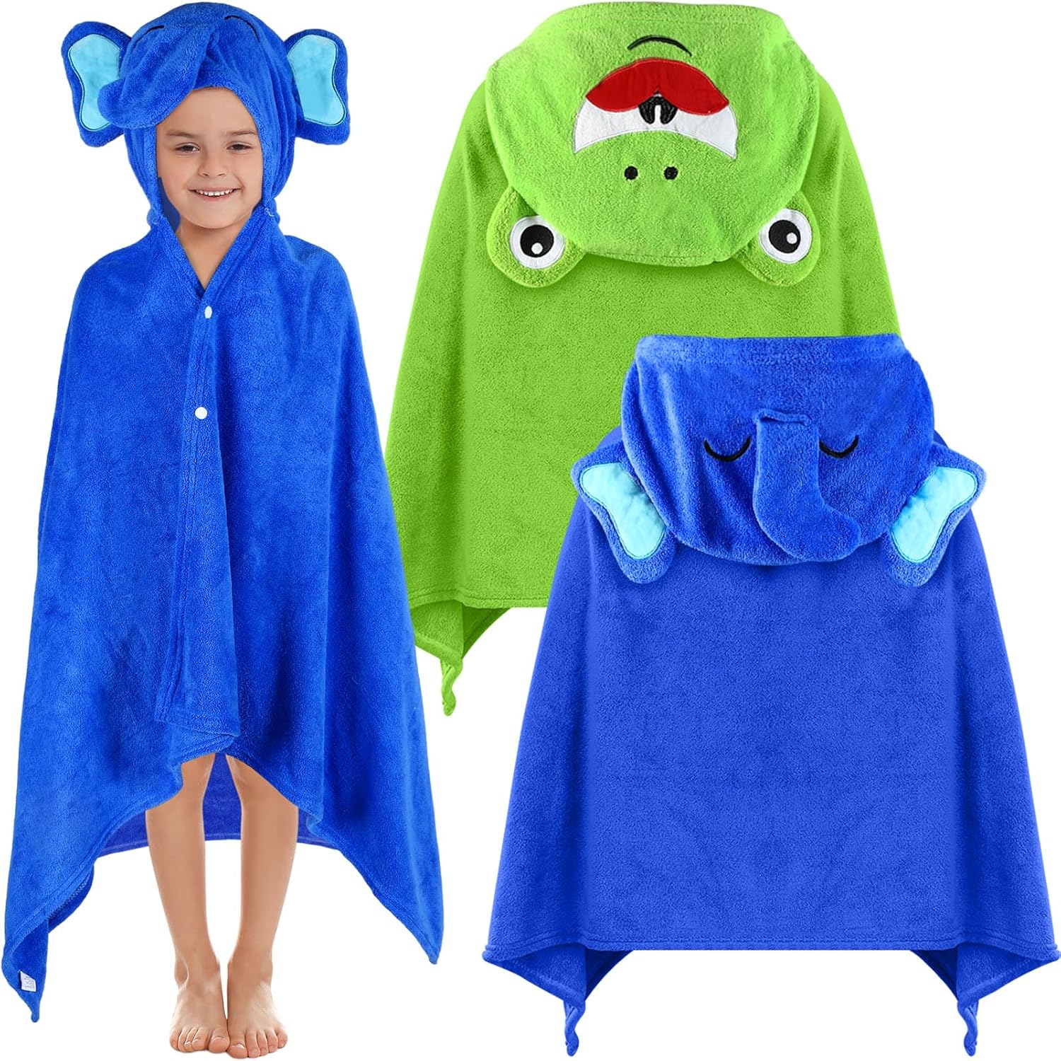 Preboun 2 Pcs Hooded Bath Towel for Kids 3-10 Yrs