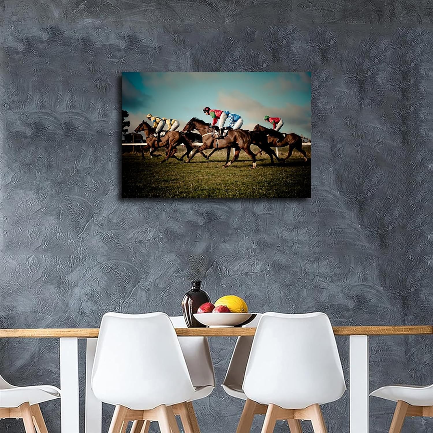 Horse Racing Equestrian Canvas Poster Framed Wall Art 20x30inch