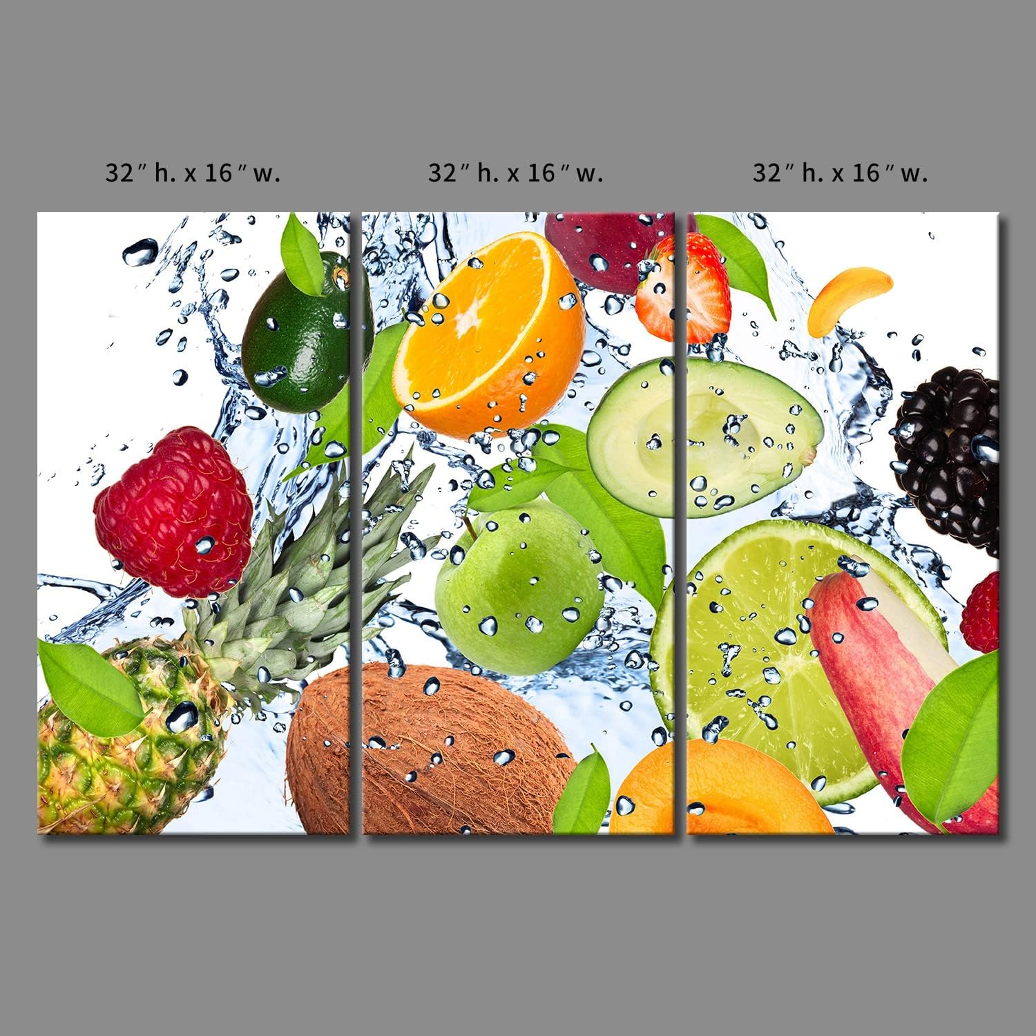 Colorful Fruit Wall Art 3 Panel Canvas Print