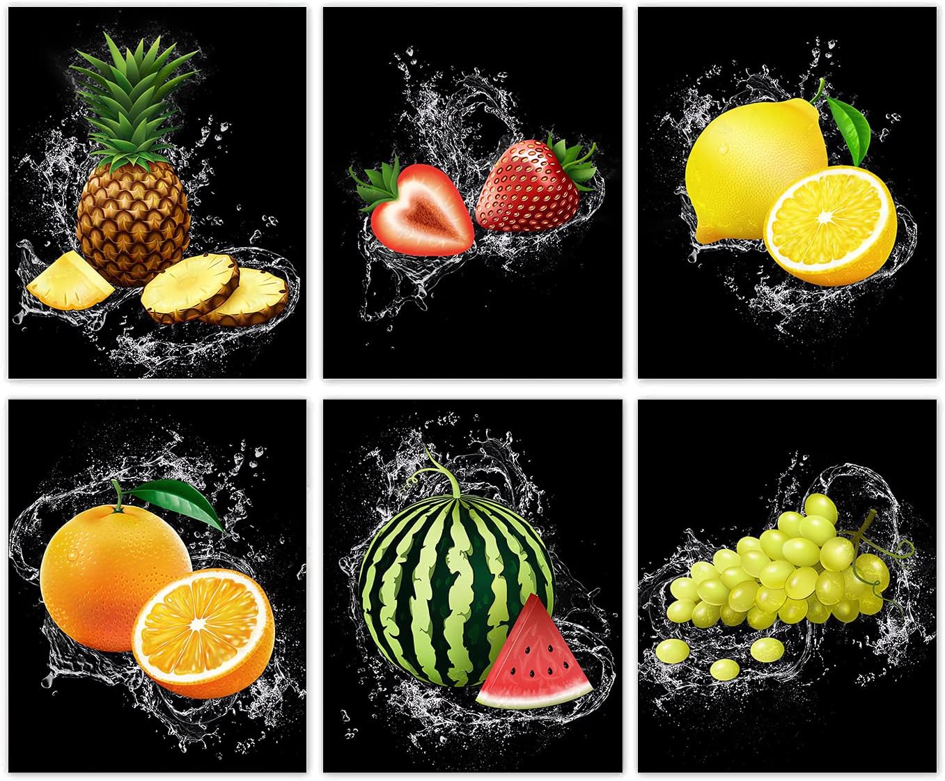 Modern Fruit Wall Art Decor Set of 6