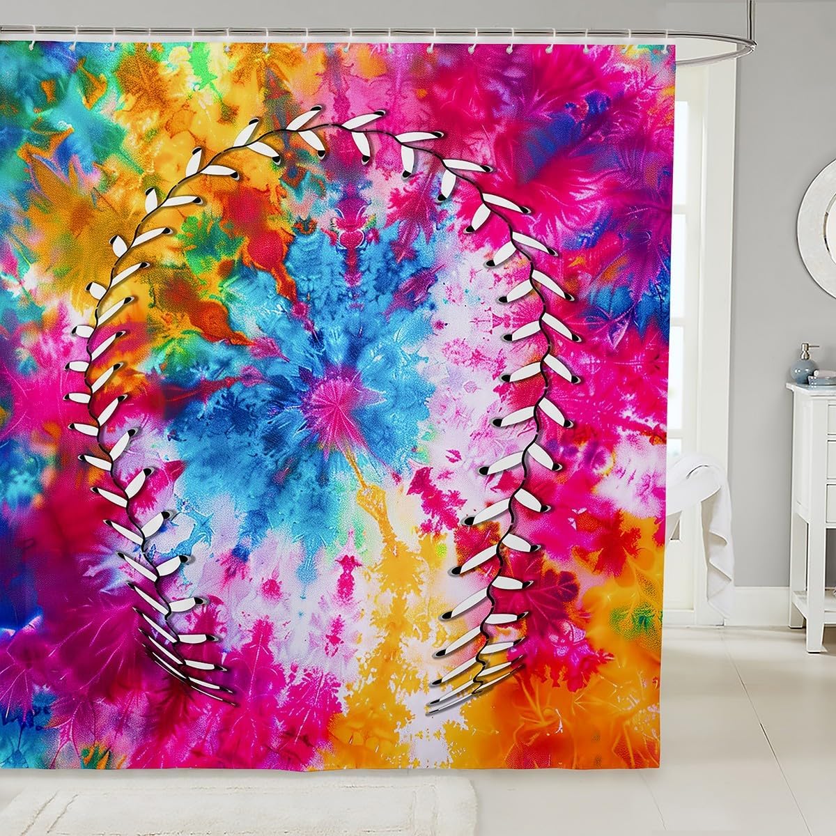 Feelyou Baseball Shower Curtain Set 72x78 Kids Bathroom