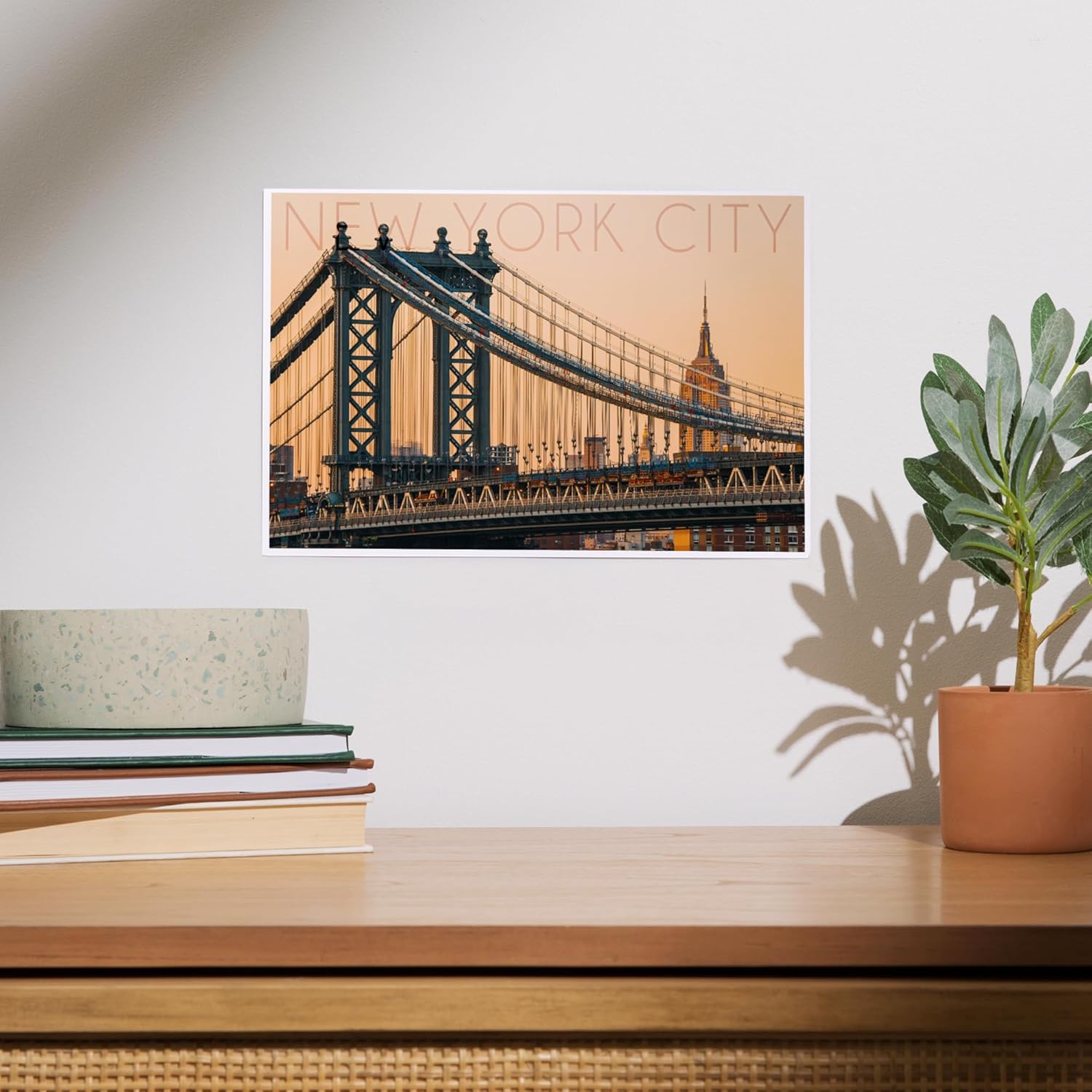 Lantern Press 8x12 Art Print New York City Orange Sky Bridge