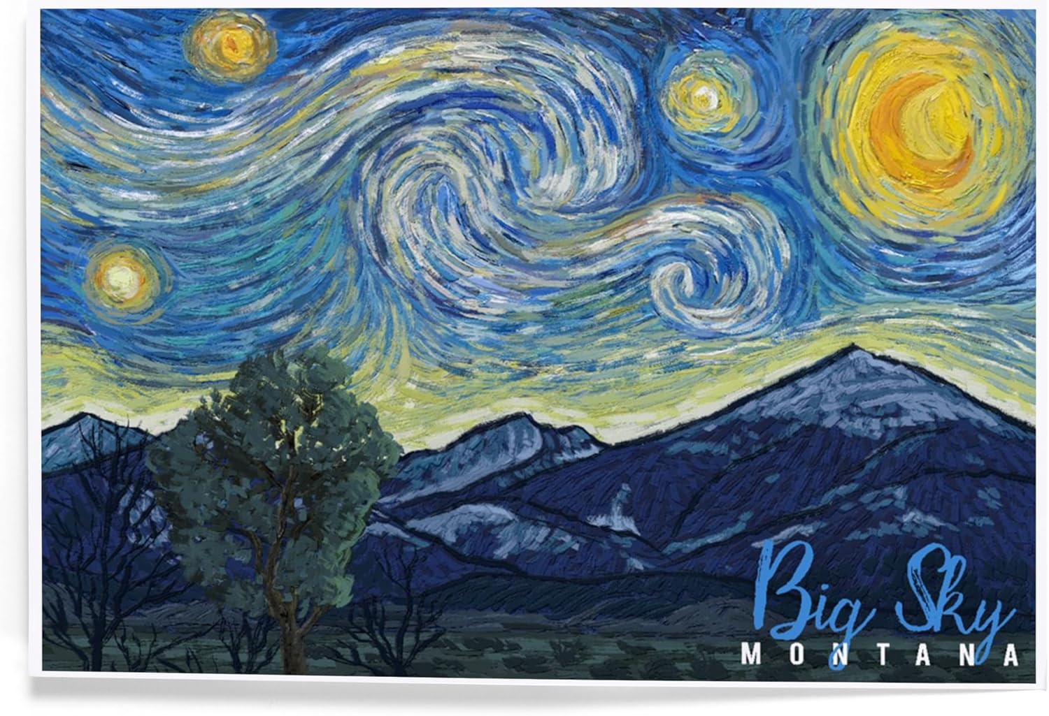 Lantern Press 8x12 Art Print Big Sky Montana Starry Night