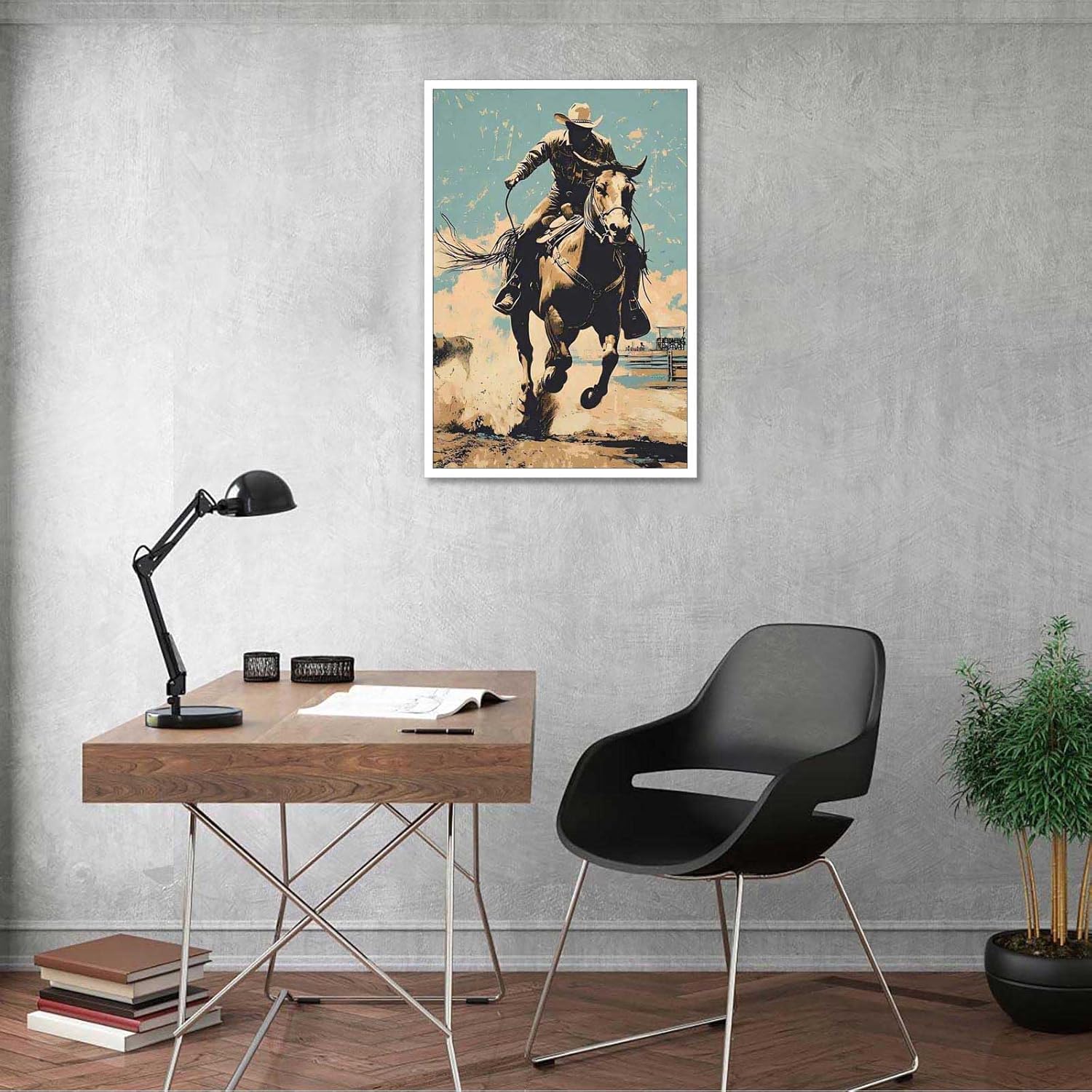 Vintage Western Cowboy Poster 12x16in Unframed