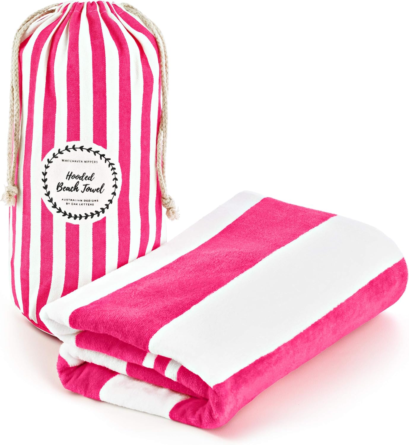 Premium Hooded Beach Towel for Kids 3-10 Starfish Pink