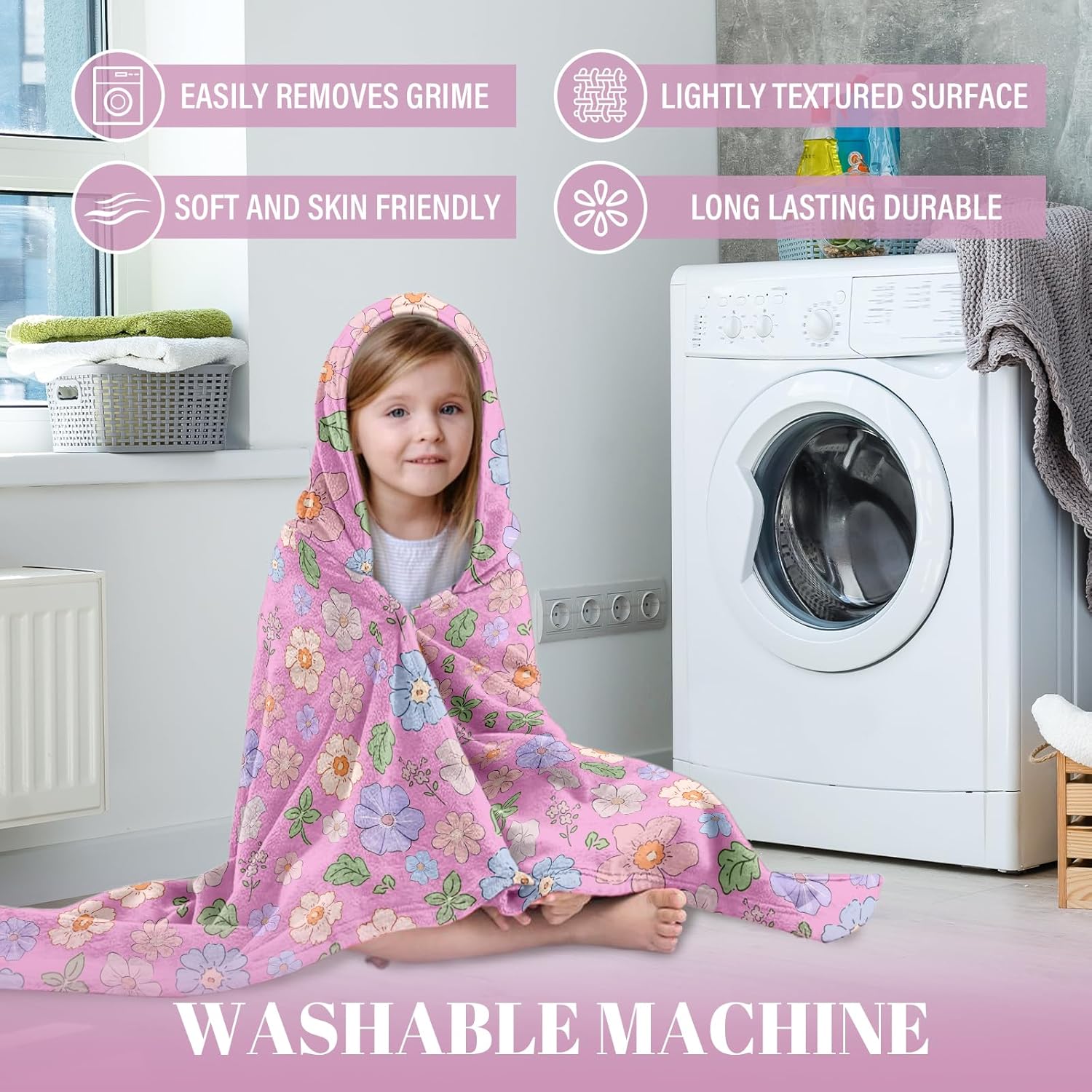 Cute Flower Hooded Bath Towel for Kids