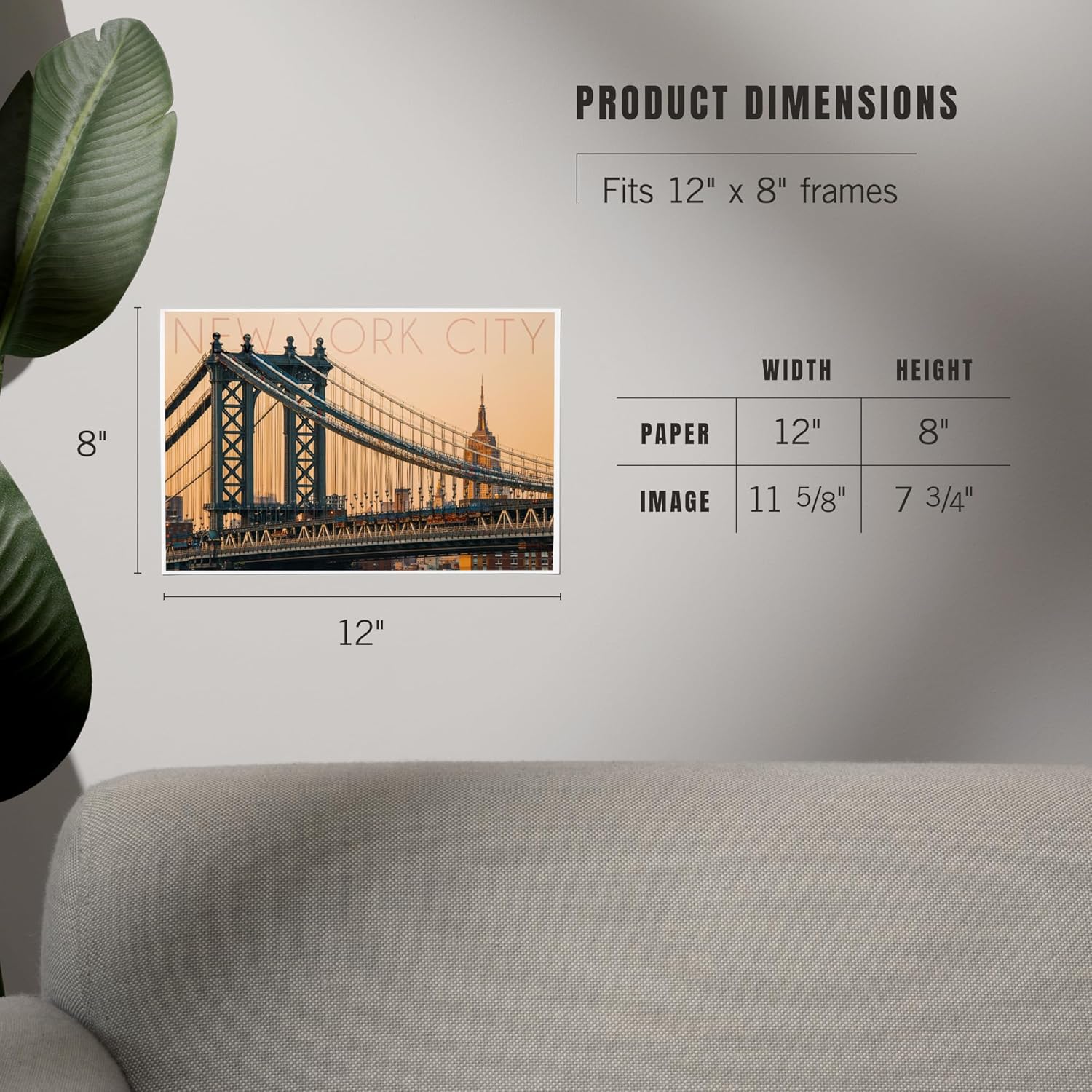 Lantern Press 8x12 Art Print New York City Orange Sky Bridge