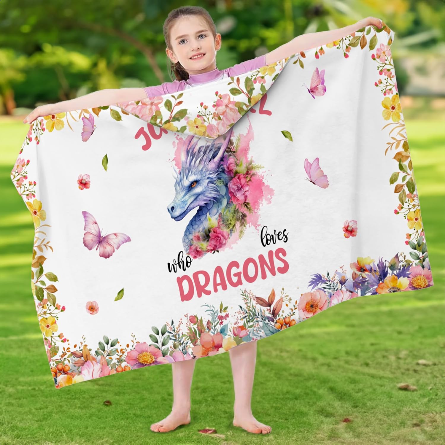 Dragon Hooded Bath Towels for Girls