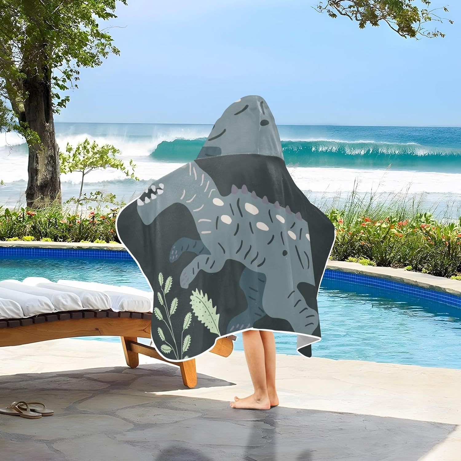 Susiyo Walking Dinosaurs Kids Bath Towel with Hood
