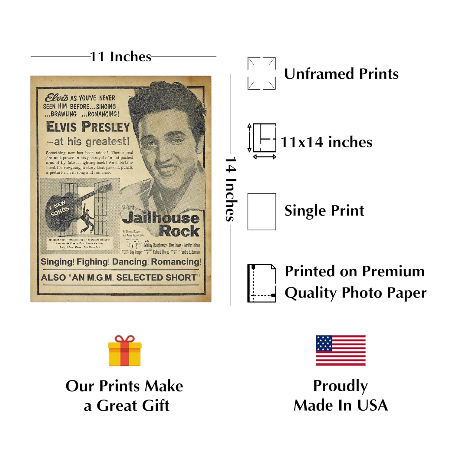Jailhouse Rock Retro Classic Music Wall Art Print 11x14