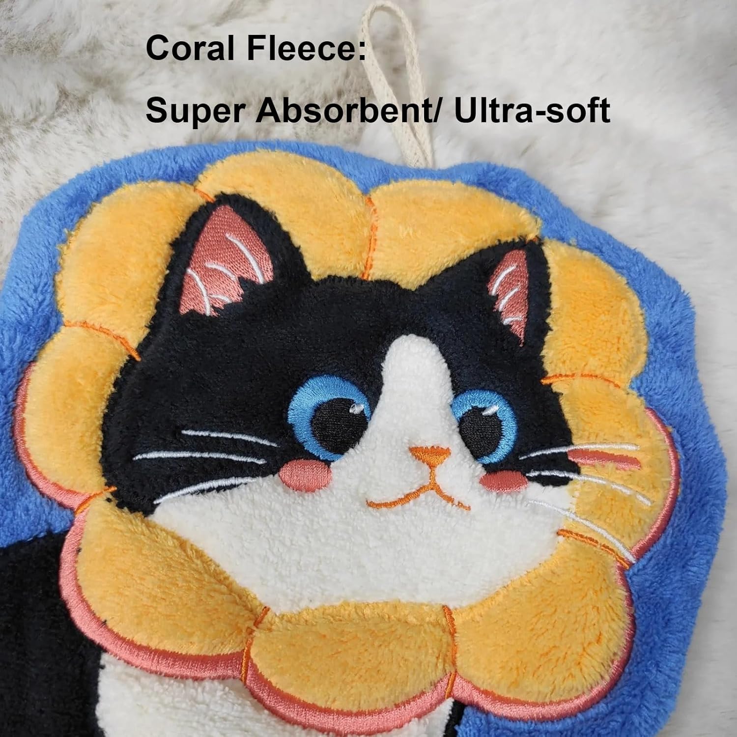 XYISWOT Cute Cat Shaped Coral Fleece Hand Towel