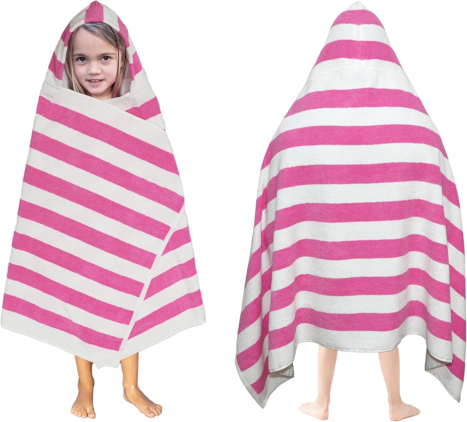 Original Kids Hooded Bath Towel Wrap - 30x60 Cabana Stripe Pink
