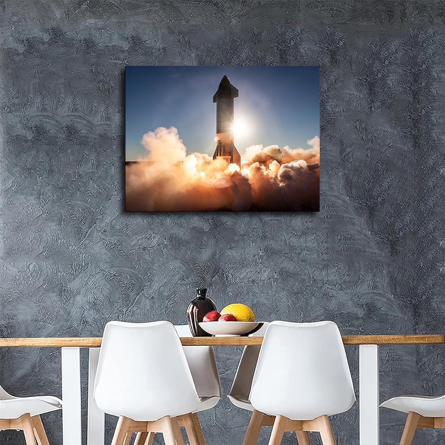 SpaceX Starship Launch Poster Canvas Wall Art Print Framed 24x36inch