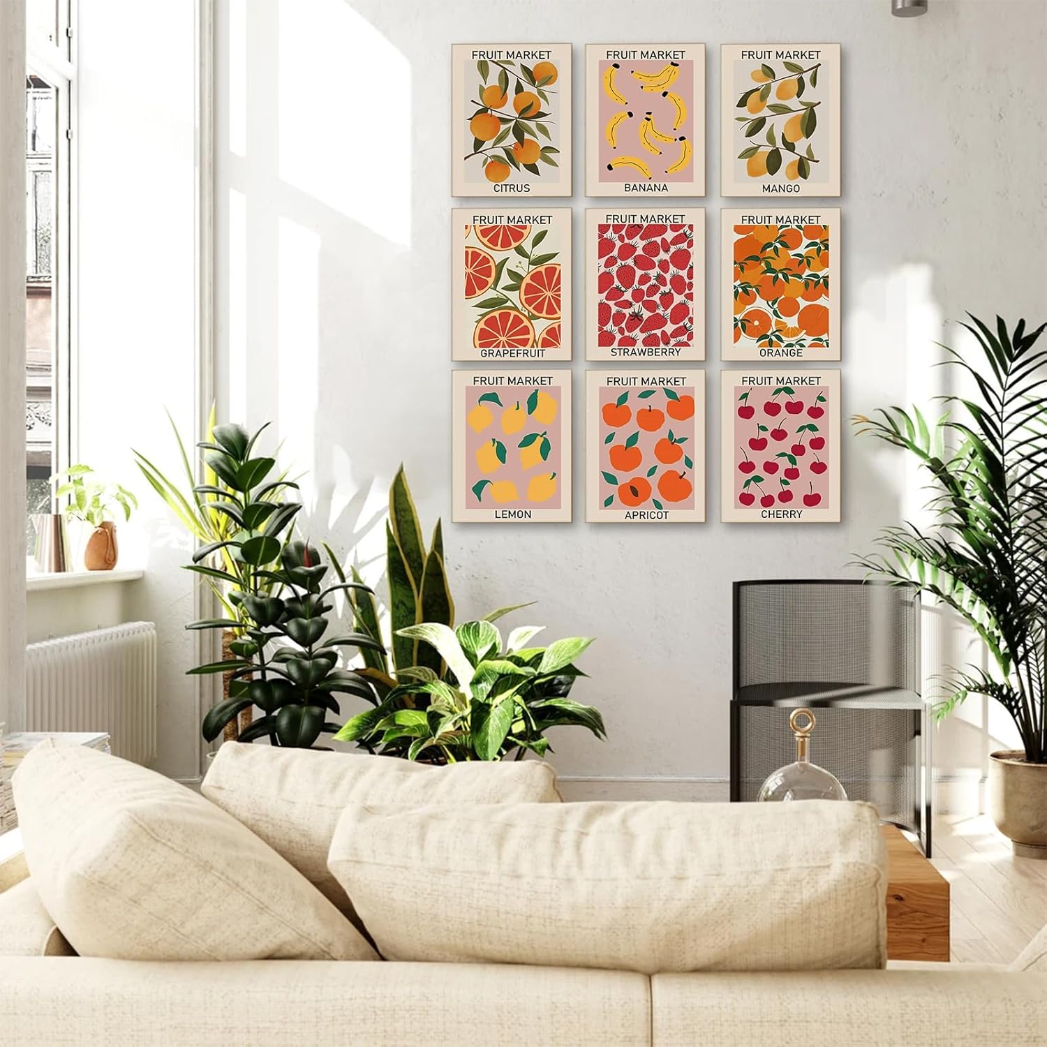 KBKBART Fruit Market Wall Art Print Set of 9