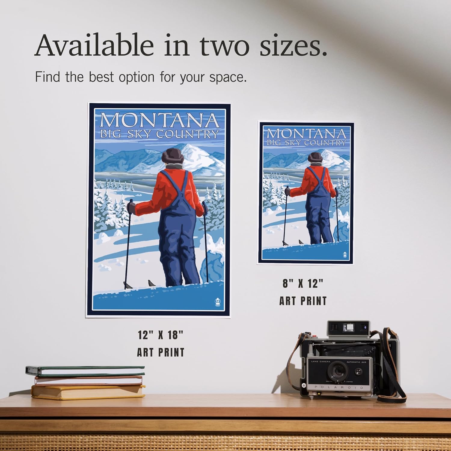 Lantern Press 8x12 Art Print Montana Big Sky Country Skier Admiring 1