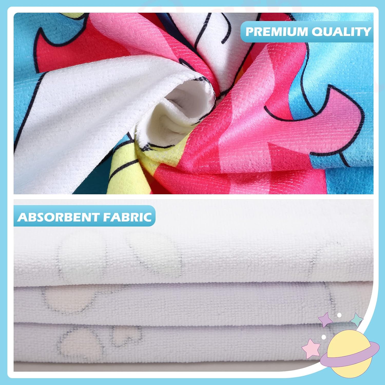 Oudain 6 Pcs Hooded Bath Towels for Kids