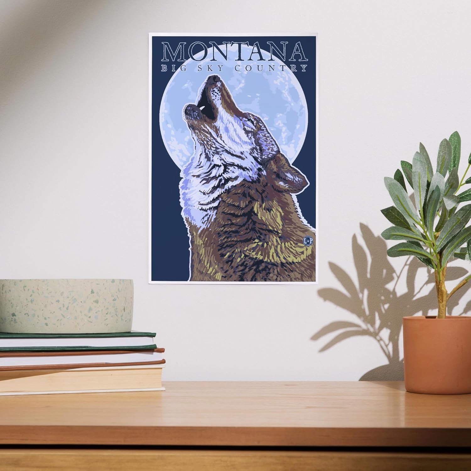 Lantern Press 8x12 Art Print Montana Big Sky Country Howling Wolf