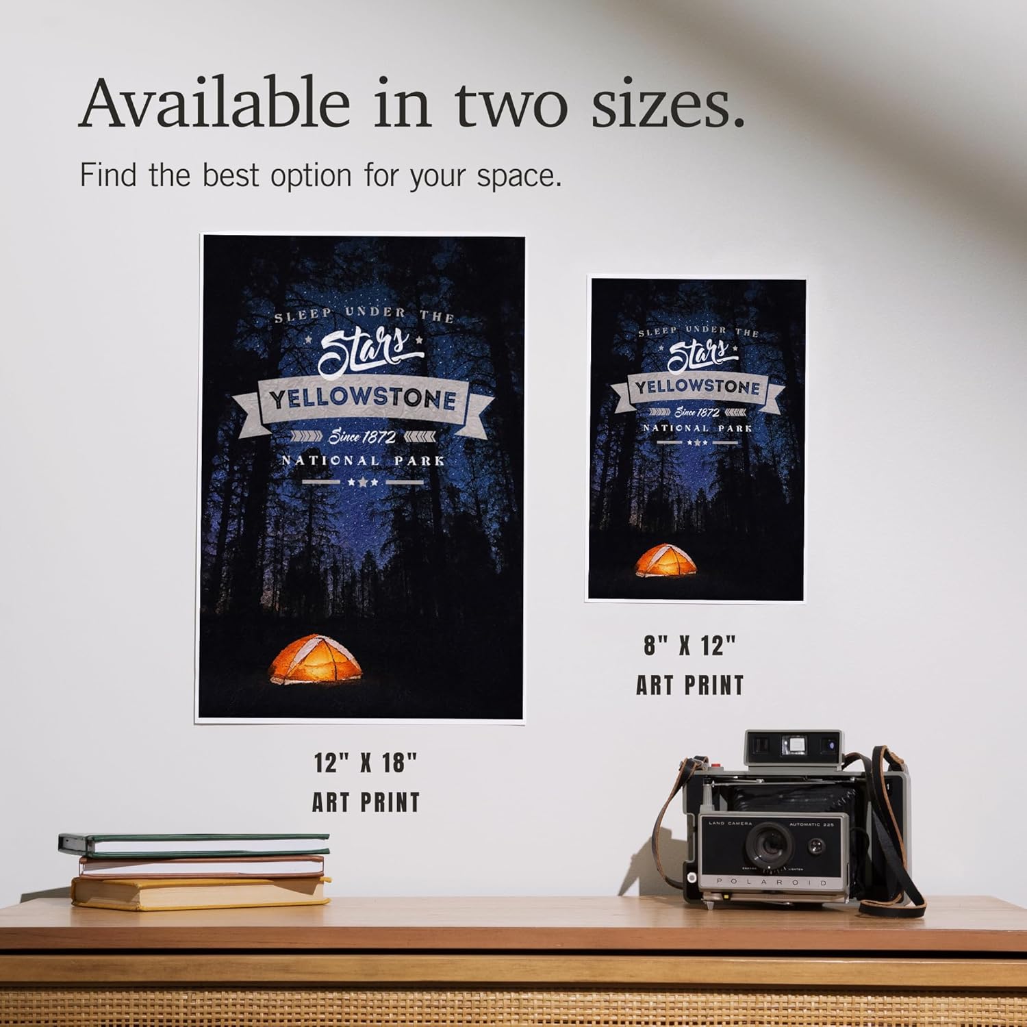 Lantern Press 8x12 Art Print Yellowstone Sleep Under the Stars Tent Night Sky