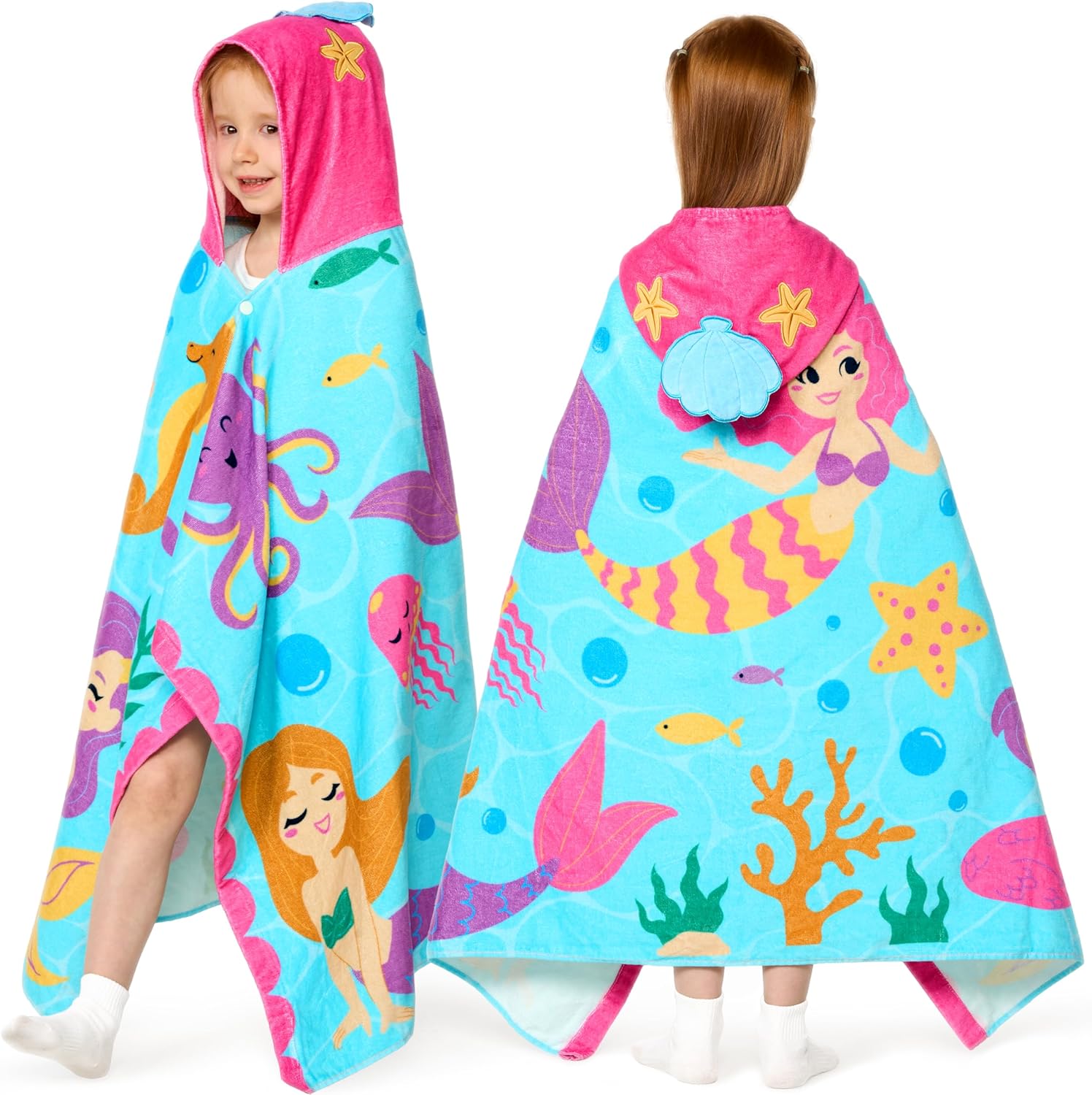 Joiedomi Mermaid Hooded Towel for Kids 30x50 Inch