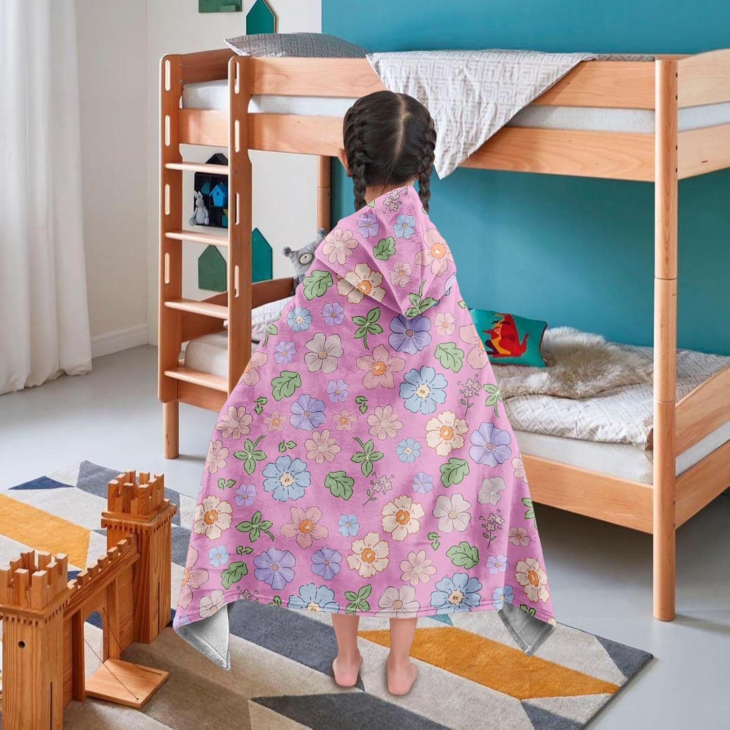 Cute Flower Hooded Bath Towel for Kids