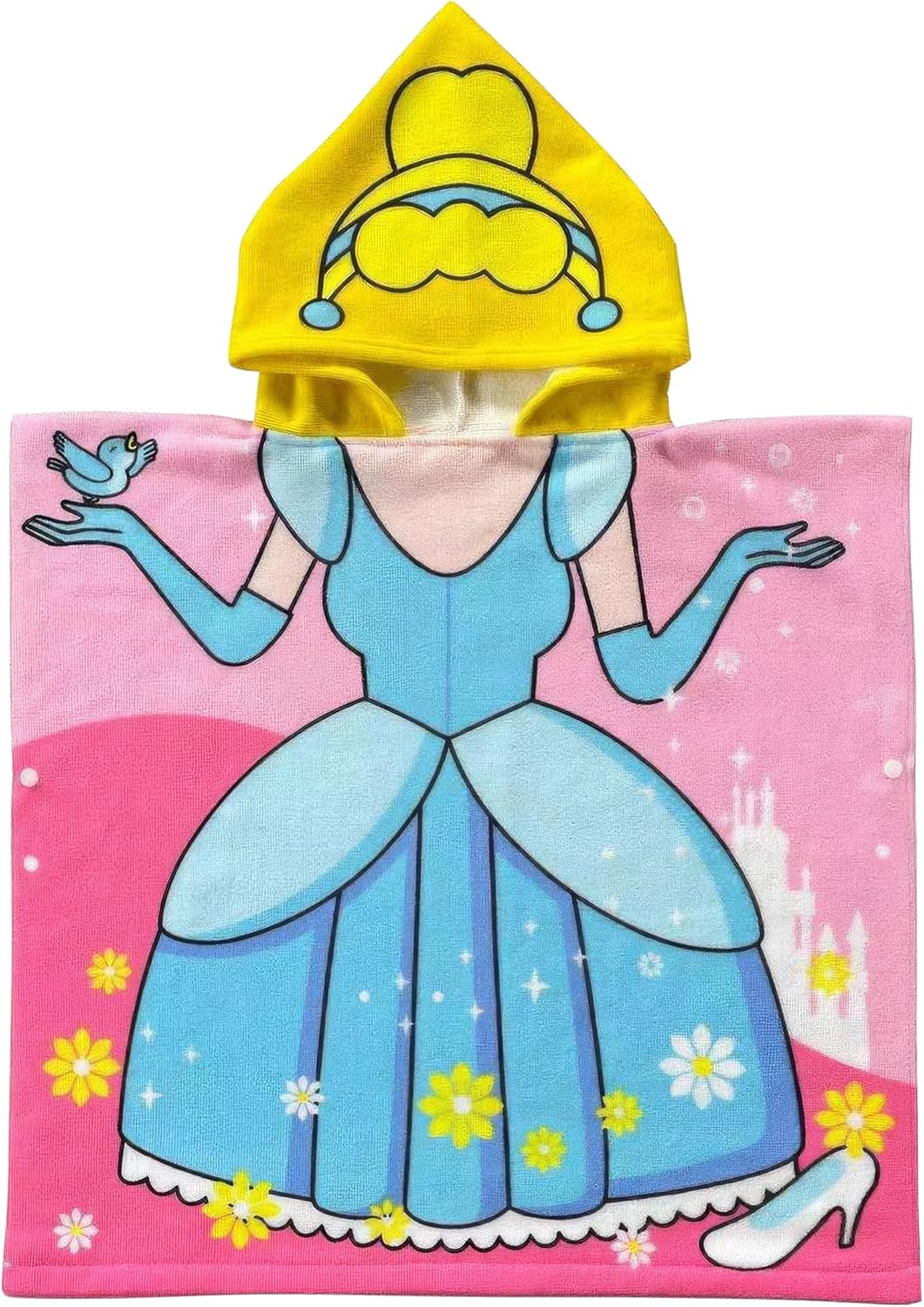 Kids Hooded Beach Towel Princess Poncho for Girls 3-8 Years Old
